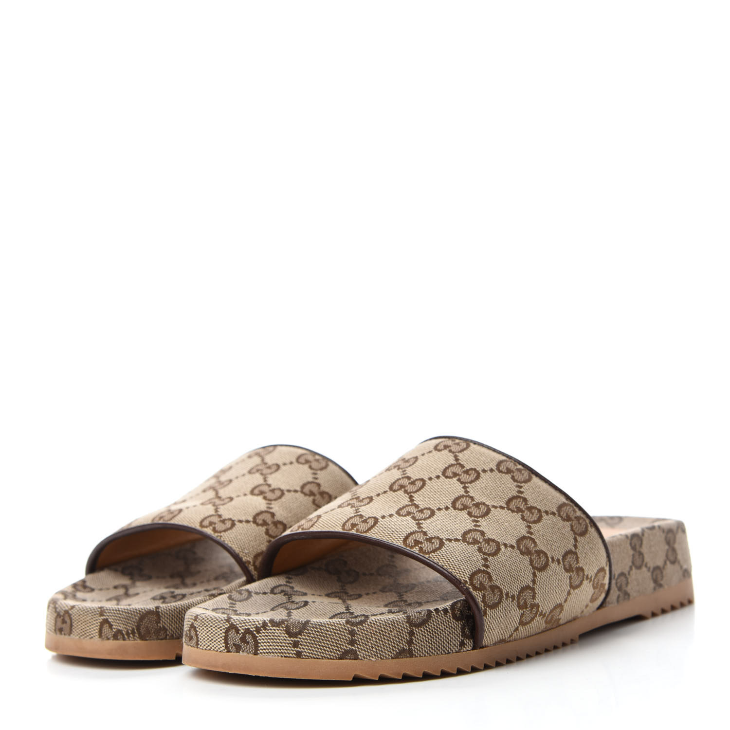 GUCCI Canvas GG Monogram Mens Slide Sandals 6 Beige 745415 | FASHIONPHILE