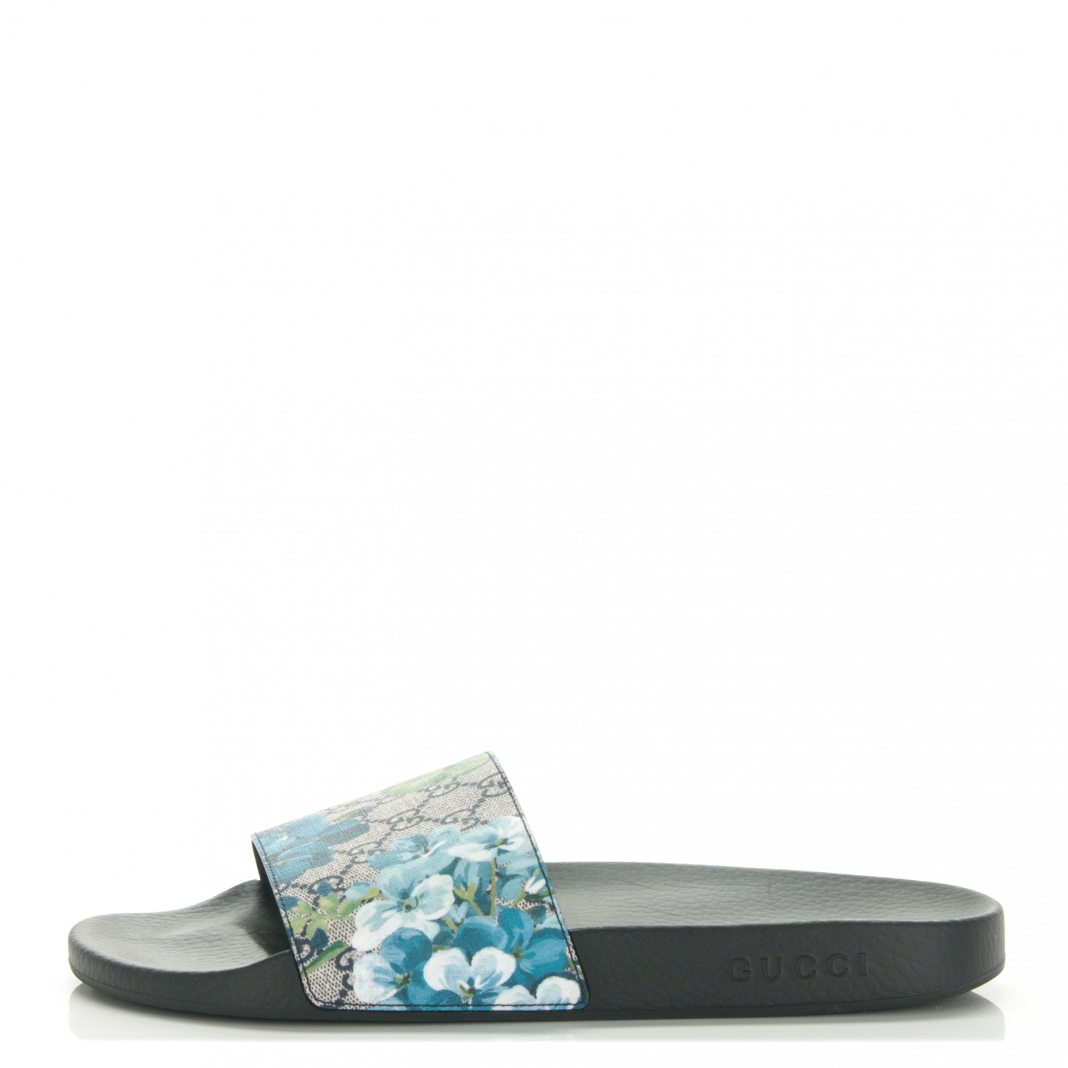 blue gucci floral slides