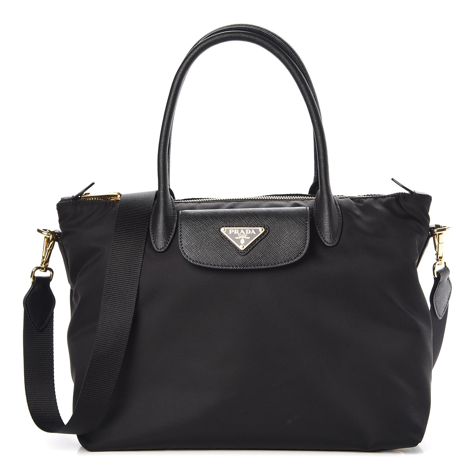 PRADA Saffiano Tessuto Nylon Tote Black 338699