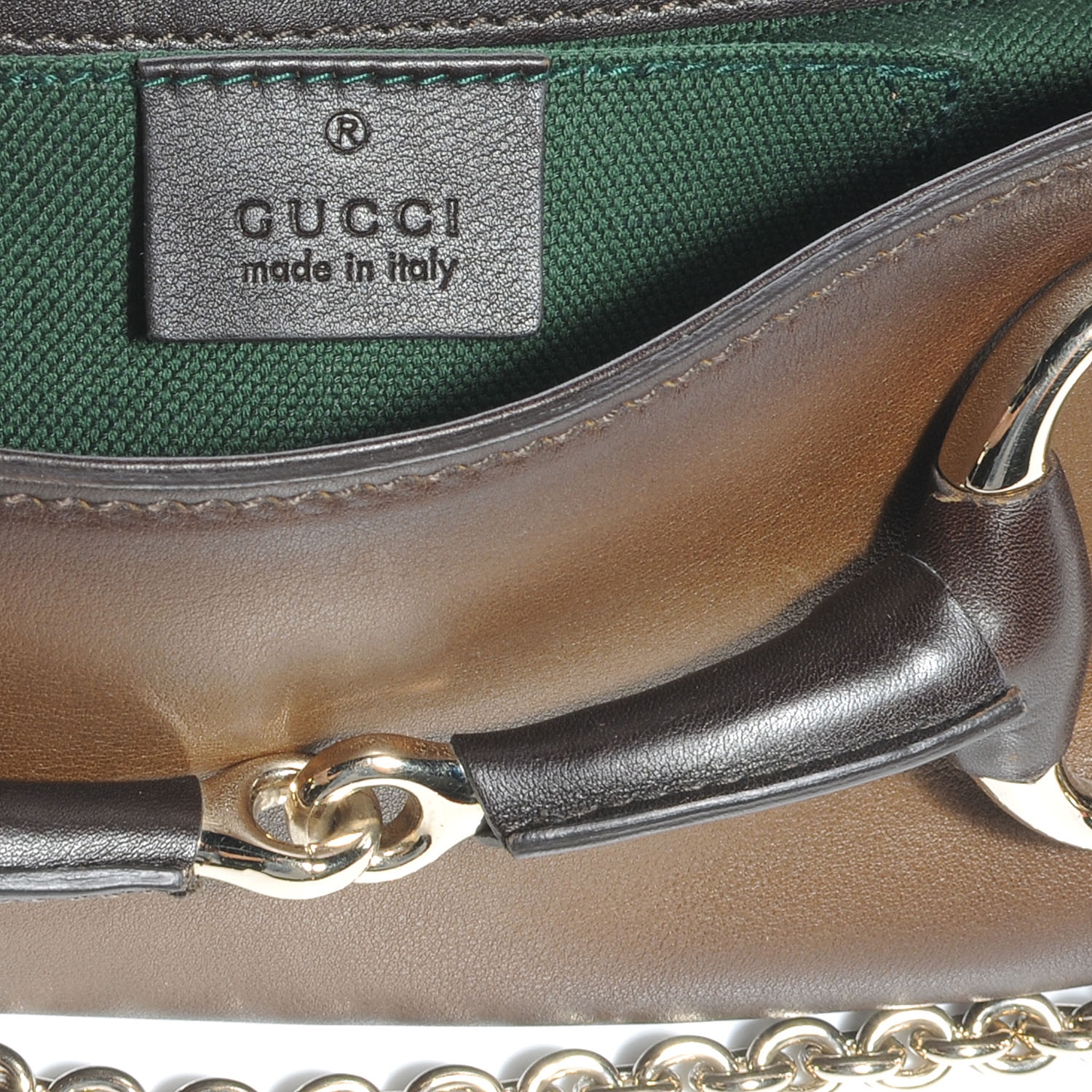 GUCCI Leather Horsebit 1921 Clutch Bag Brown 52715