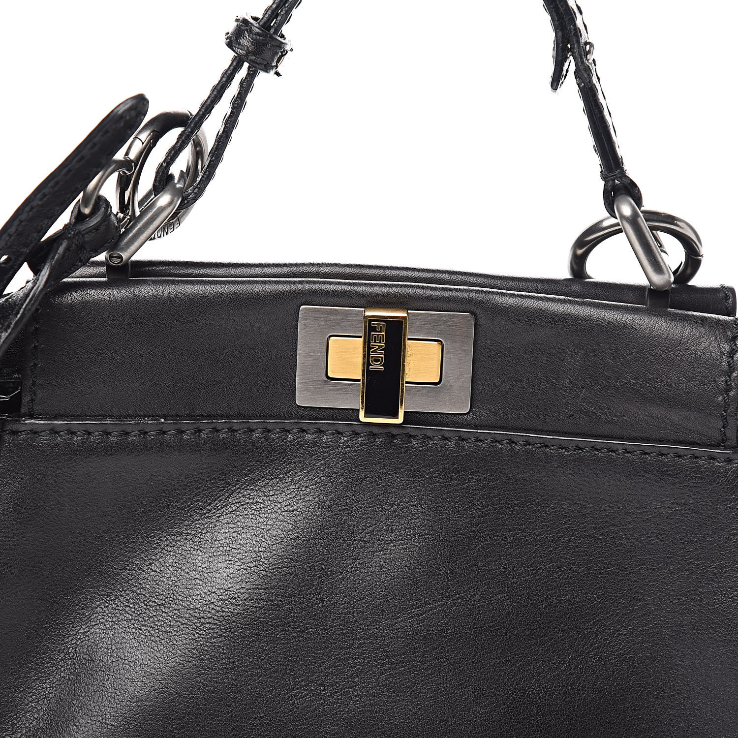 FENDI Nappa Mini Peekaboo Iconic Satchel Black 509244 | FASHIONPHILE