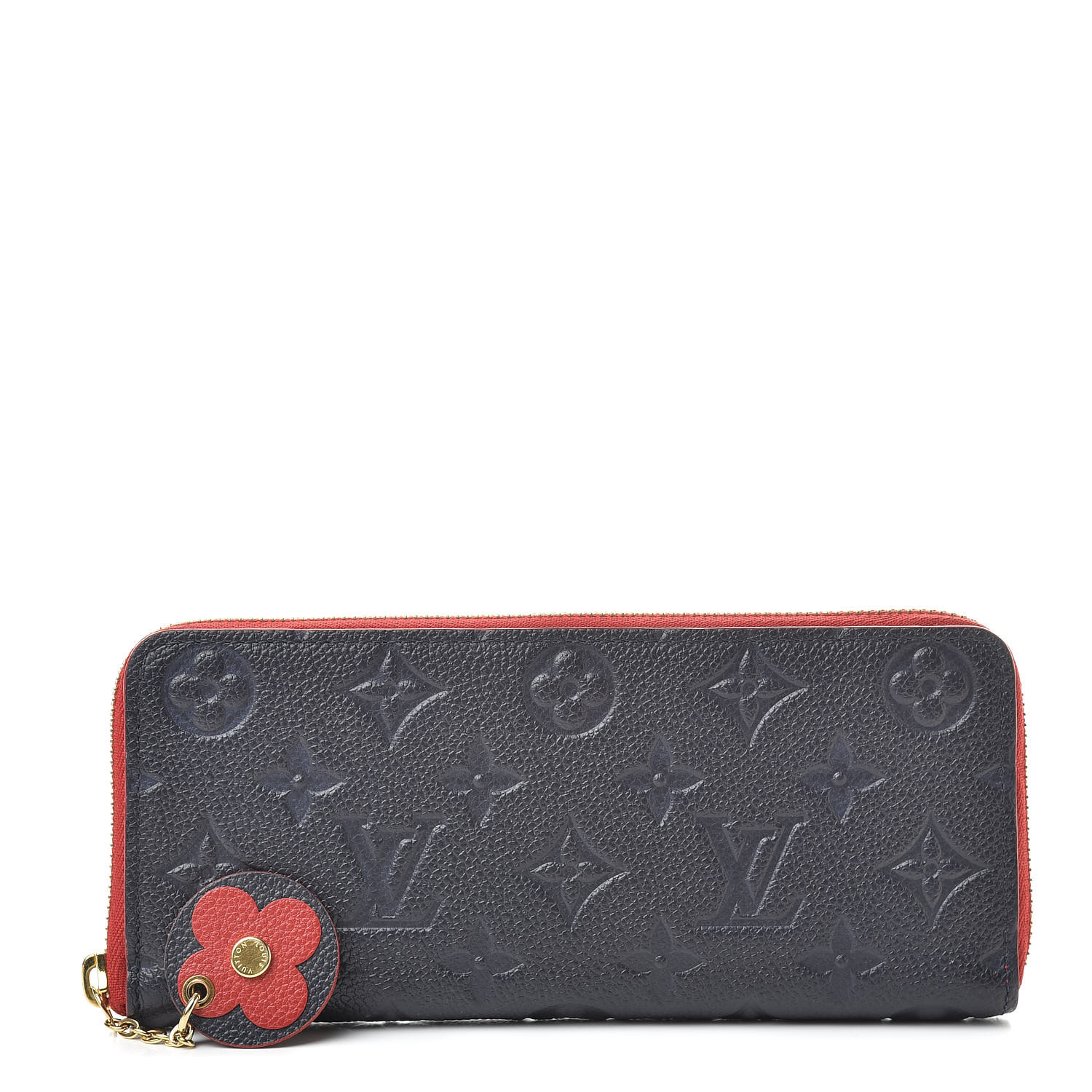 LOUIS VUITTON Empreinte Blooming Flowers Clemence Wallet Marine Rouge 519286