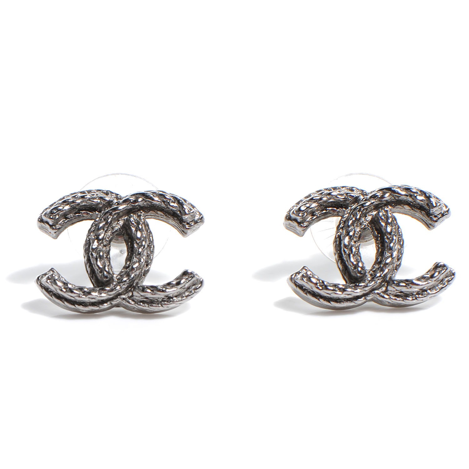 CHANEL CC Logo Earrings Silver 54760