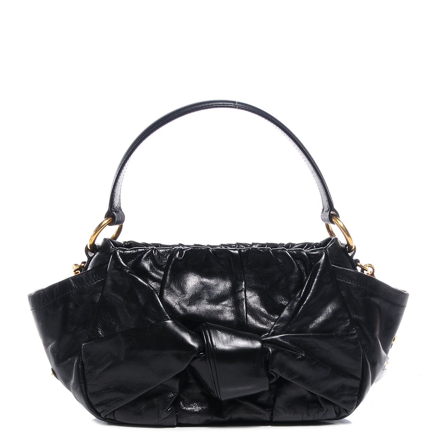 PRADA Leather Dressy New Look Shoulder Bag Nero Black 64918