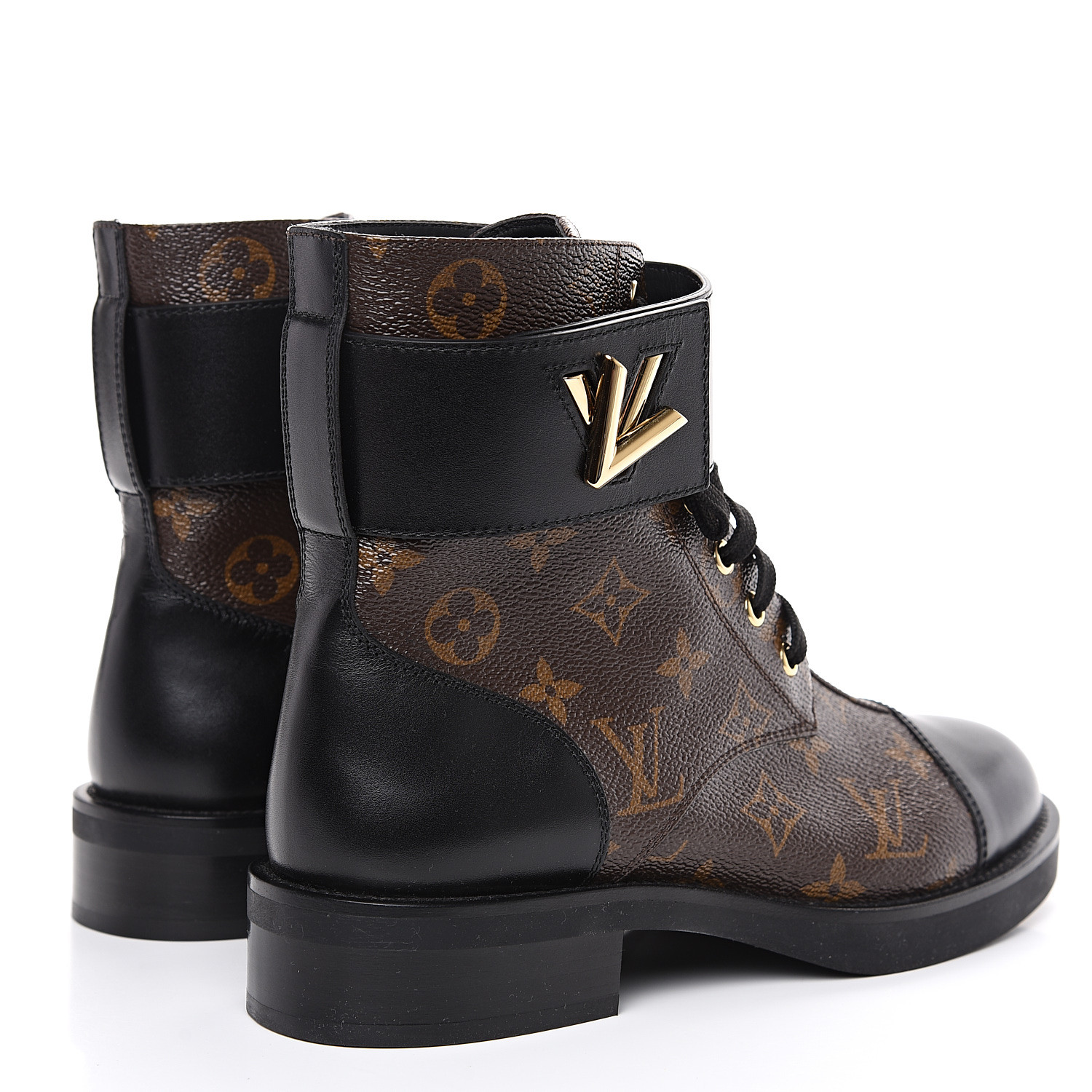 LOUIS VUITTON Calfskin Monogram Wonderland Flat Ranger Boots 38 Black ...