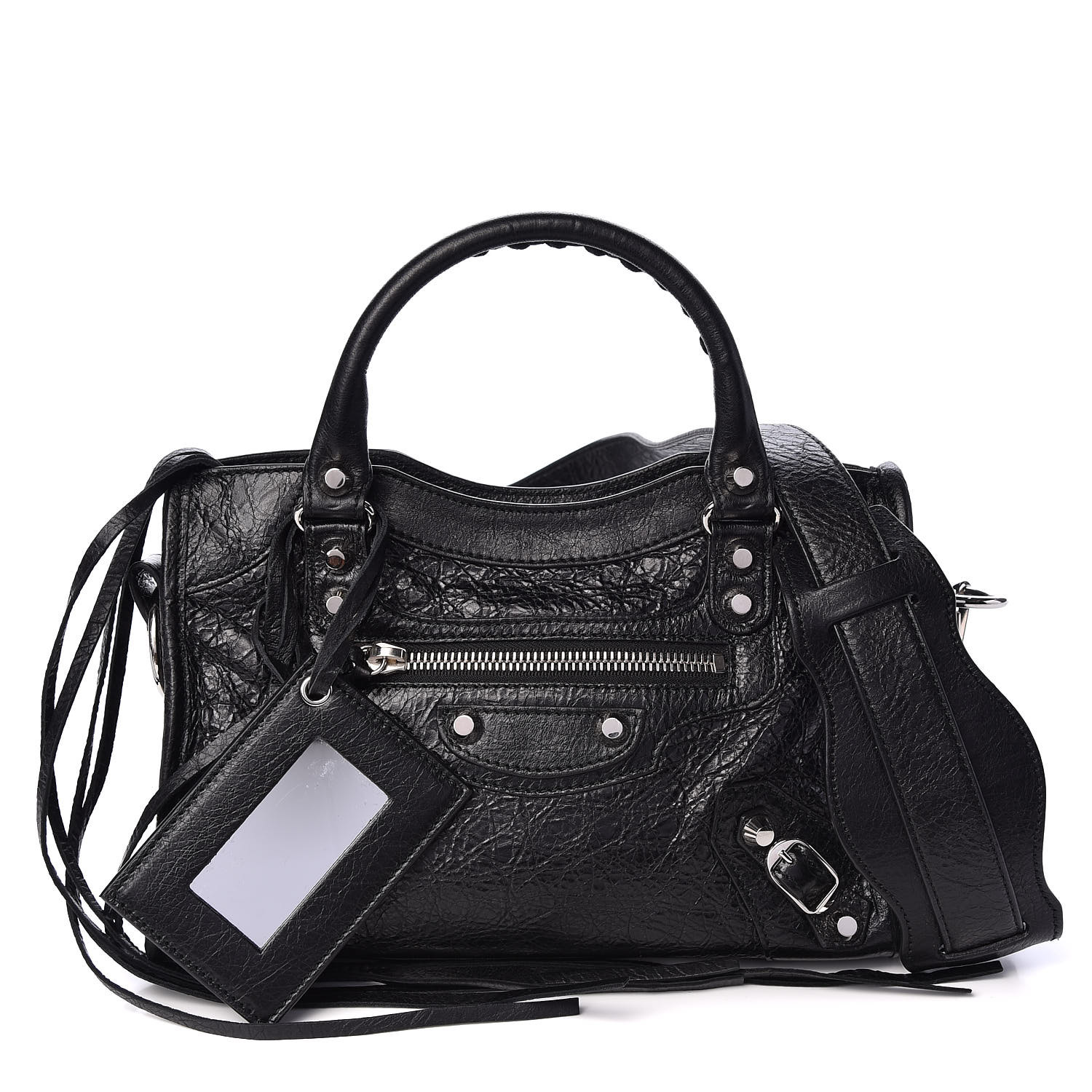 balenciaga mini city black silver