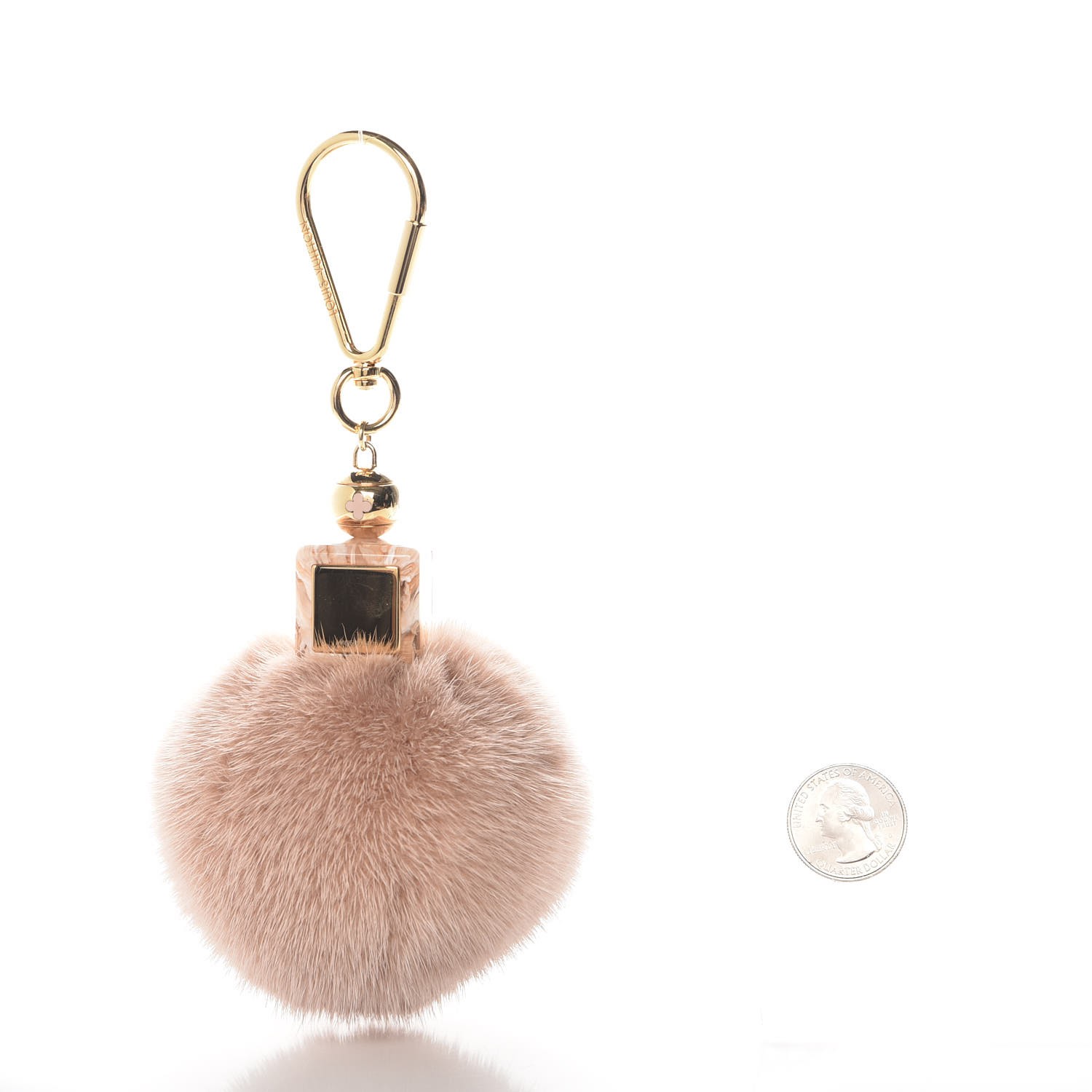 Louis Vuitton Amarante Fox Fur Fuzzy V Bag Charm - Yoogi's Closet