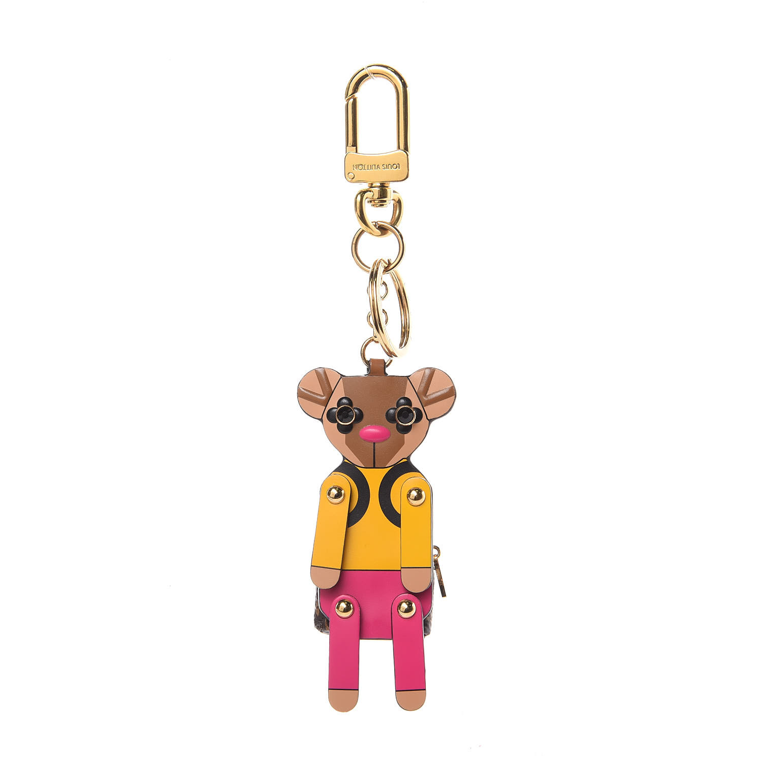 LOUIS VUITTON Monogram Xmas Teddy Bear Key Ring Bag Charm 412221