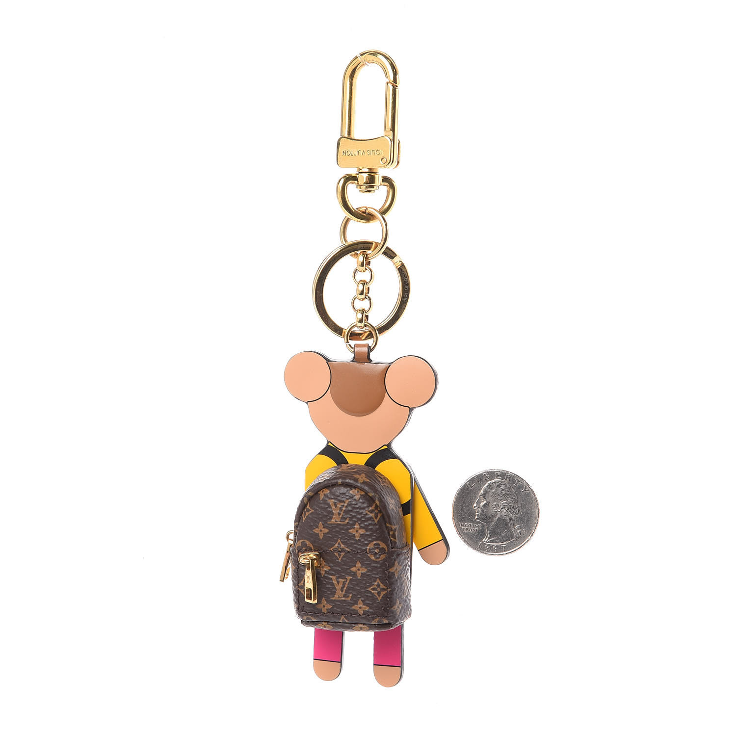 LOUIS VUITTON Monogram Xmas Teddy Bear Key Ring Bag Charm 412221