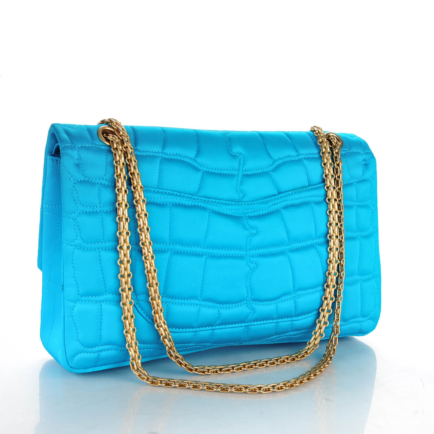 CHANEL Satin Coco's Croc 2.55 Reissue 227 Flap Turquoise 151900