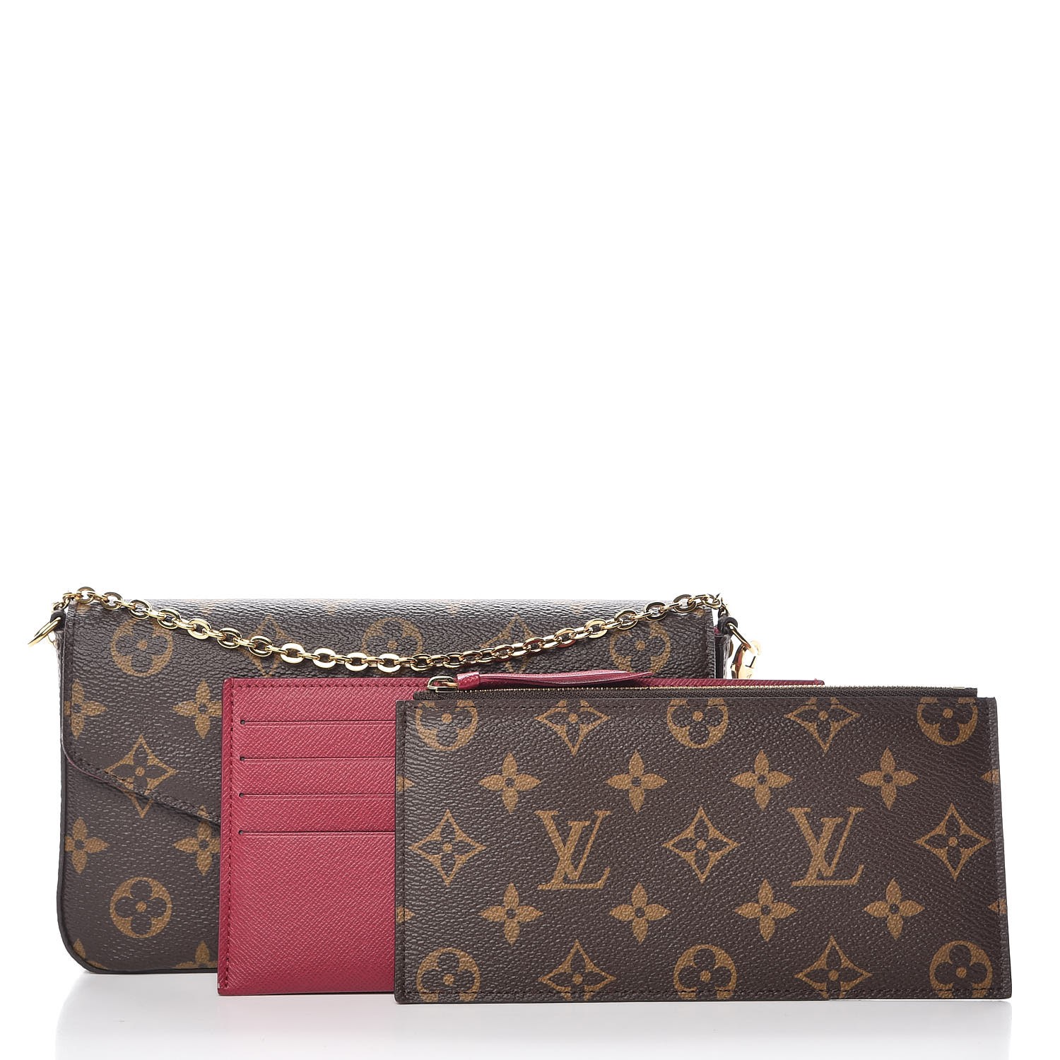 LOUIS VUITTON Monogram Pochette Felicie Chain Wallet Fuchsia 339171