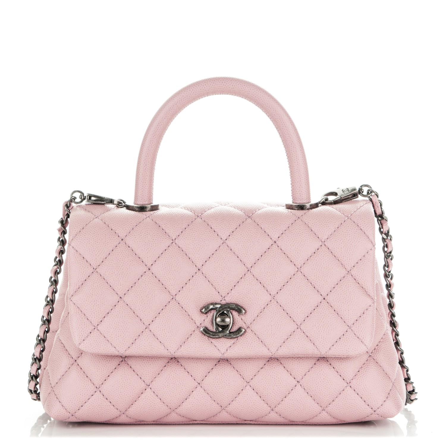 CHANEL Caviar Quilted Mini Coco Handle Flap Light Pink 182532