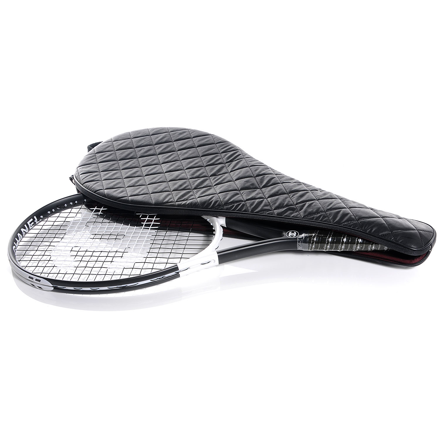 CHANEL Tennis Racquet and Nylon Quilted Cover Black 56814