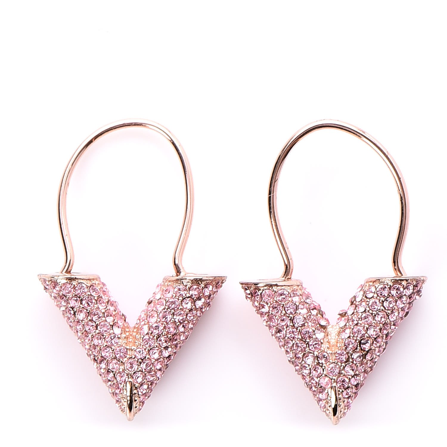LOUIS VUITTON Crystal Essential V Strass Earrings Pink Gold 242550 |