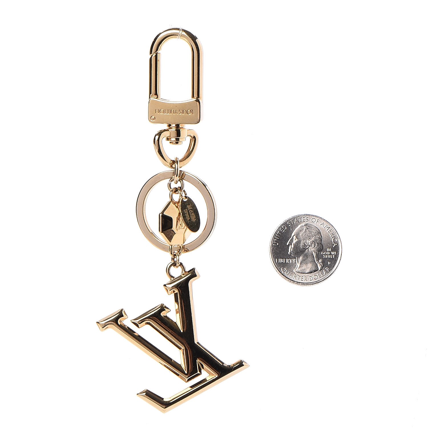 Louis Vuitton Bag Charm Key Holder Lv Facettes Gold