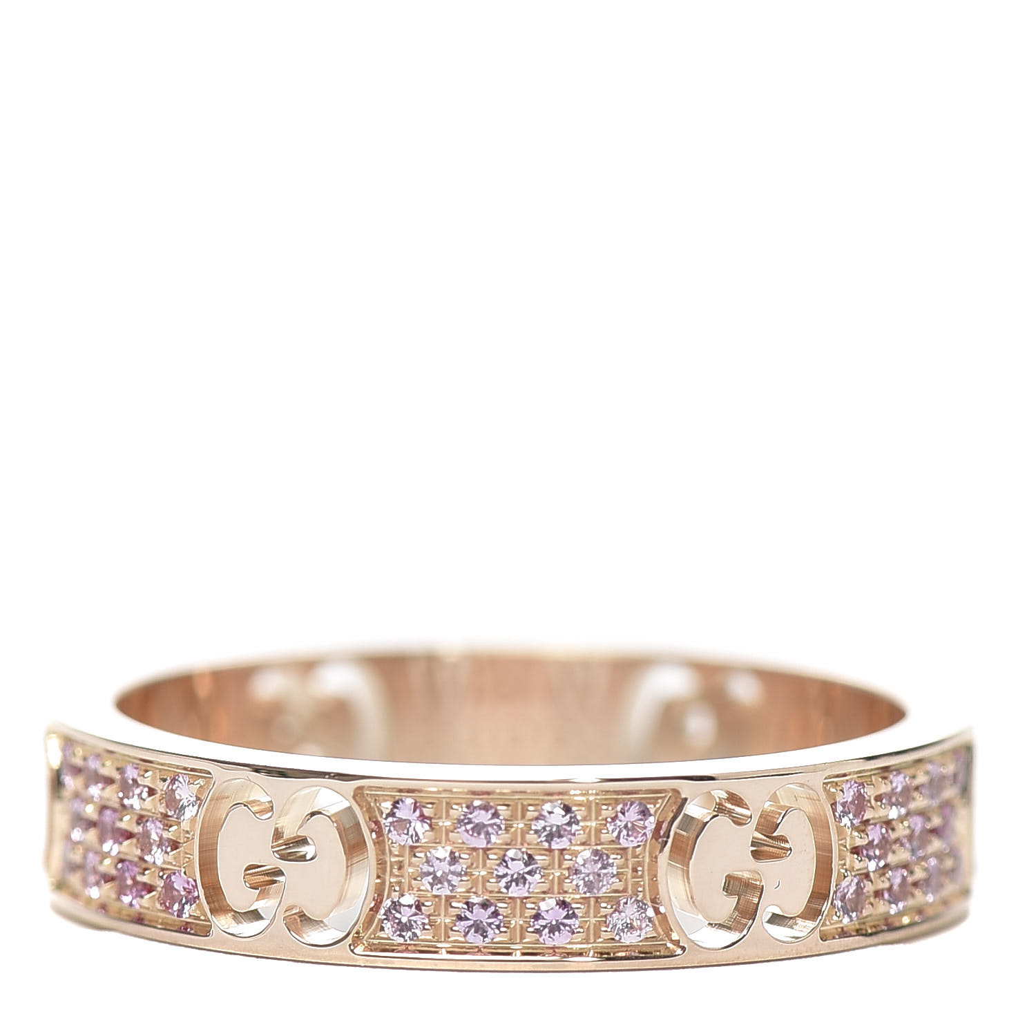 GUCCI 18K Rose Gold Pink Sapphire Icon Stardust Thin Band Ring 54 7 ...