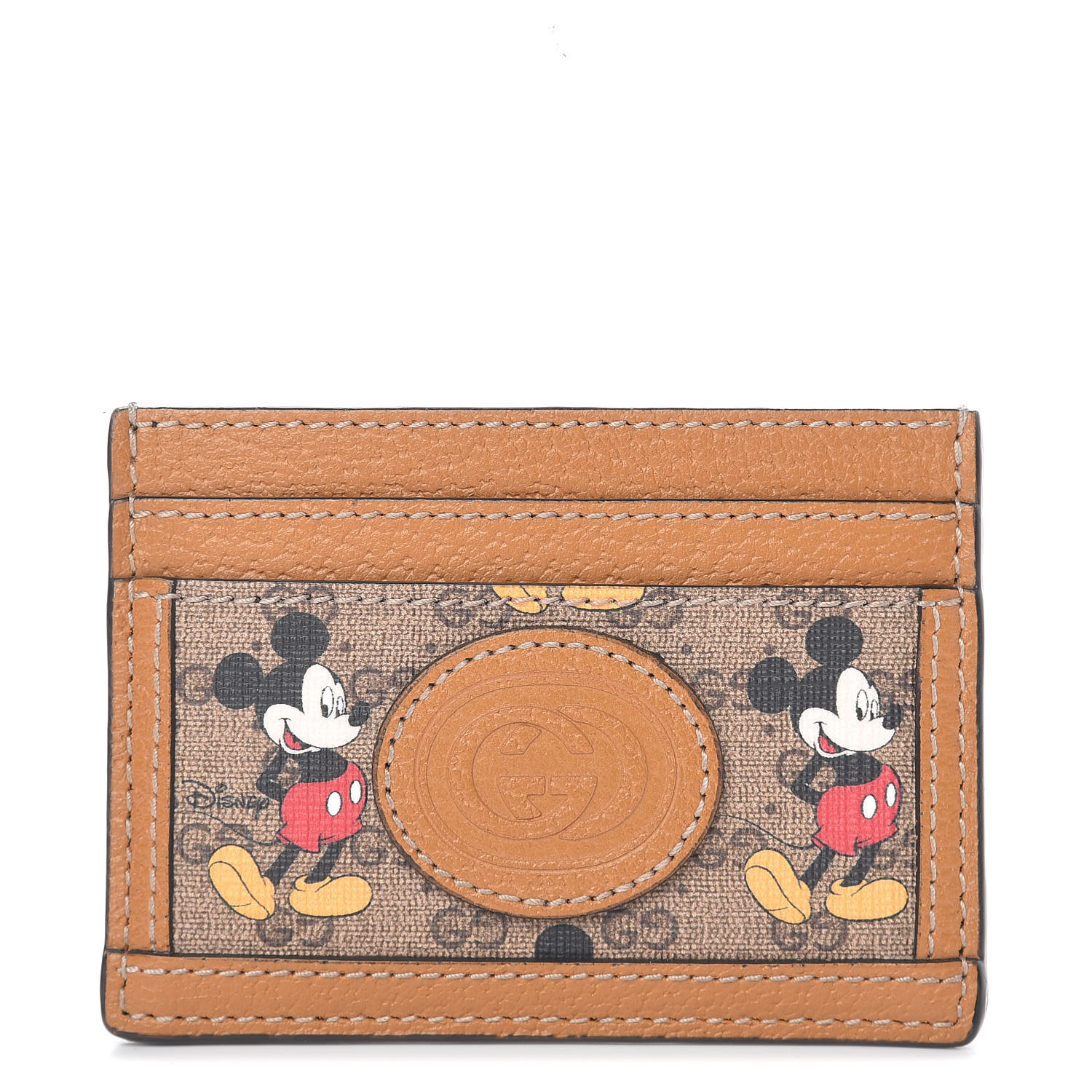 Gucci X Disney Mini Vintage Gg Supreme Monogram Mickey Mouse Card Holder Light Brown Fashionphile