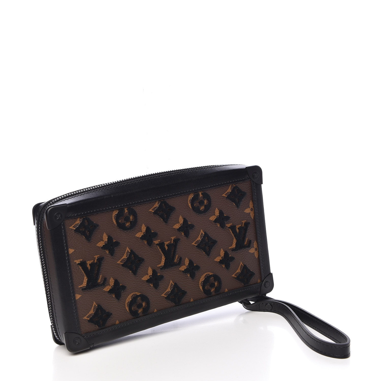 LOUIS VUITTON Monogram Tuffetage Soft Trunk Clutch Black 493786