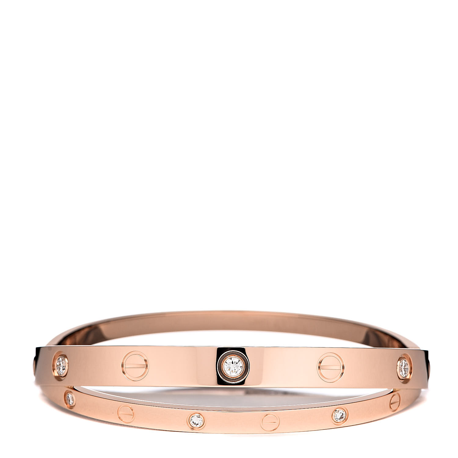 CARTIER 18K Pink Gold 12 Diamond Double LOVE Bracelet 16 517229