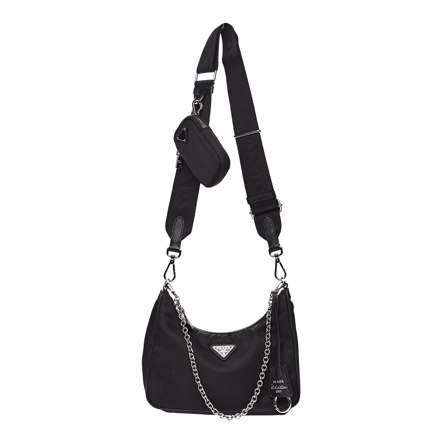 PRADA Nylon Re-Edition 2005 Shoulder Bag Black 526030