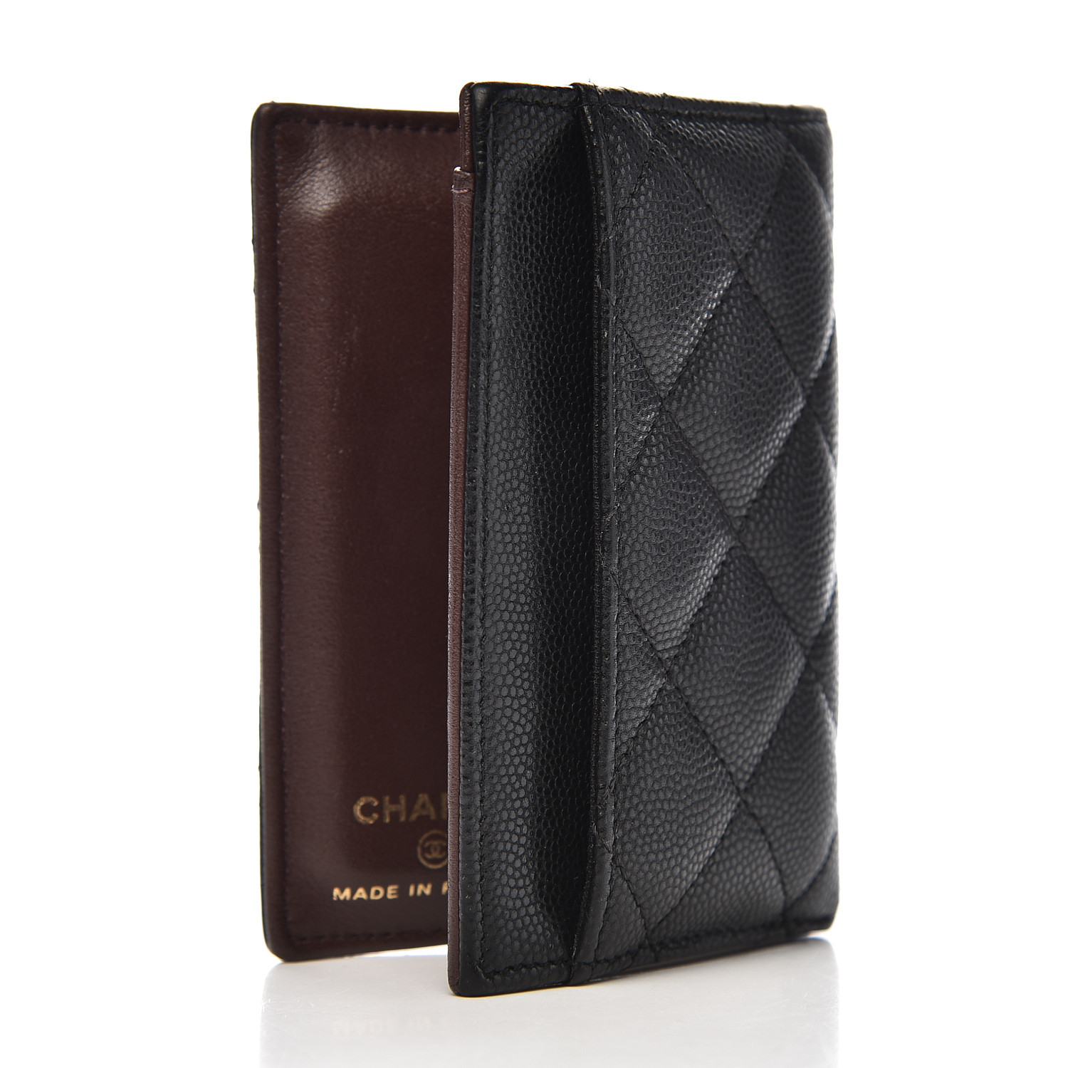 CHANEL Caviar Quilted Card Holder Wallet Black 528082
