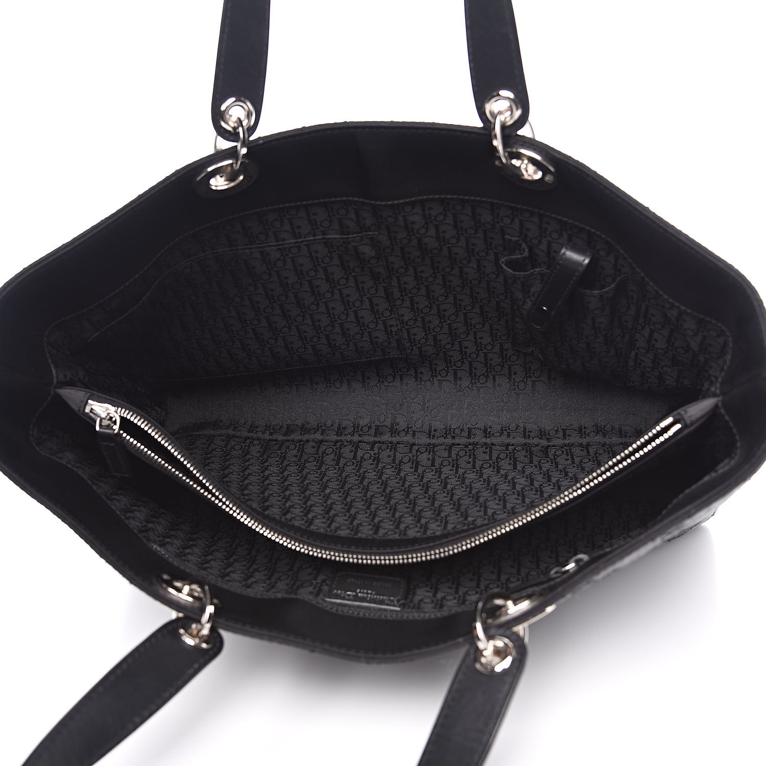 CHRISTIAN DIOR Nylon Cannage Quilted Tote Black 525131