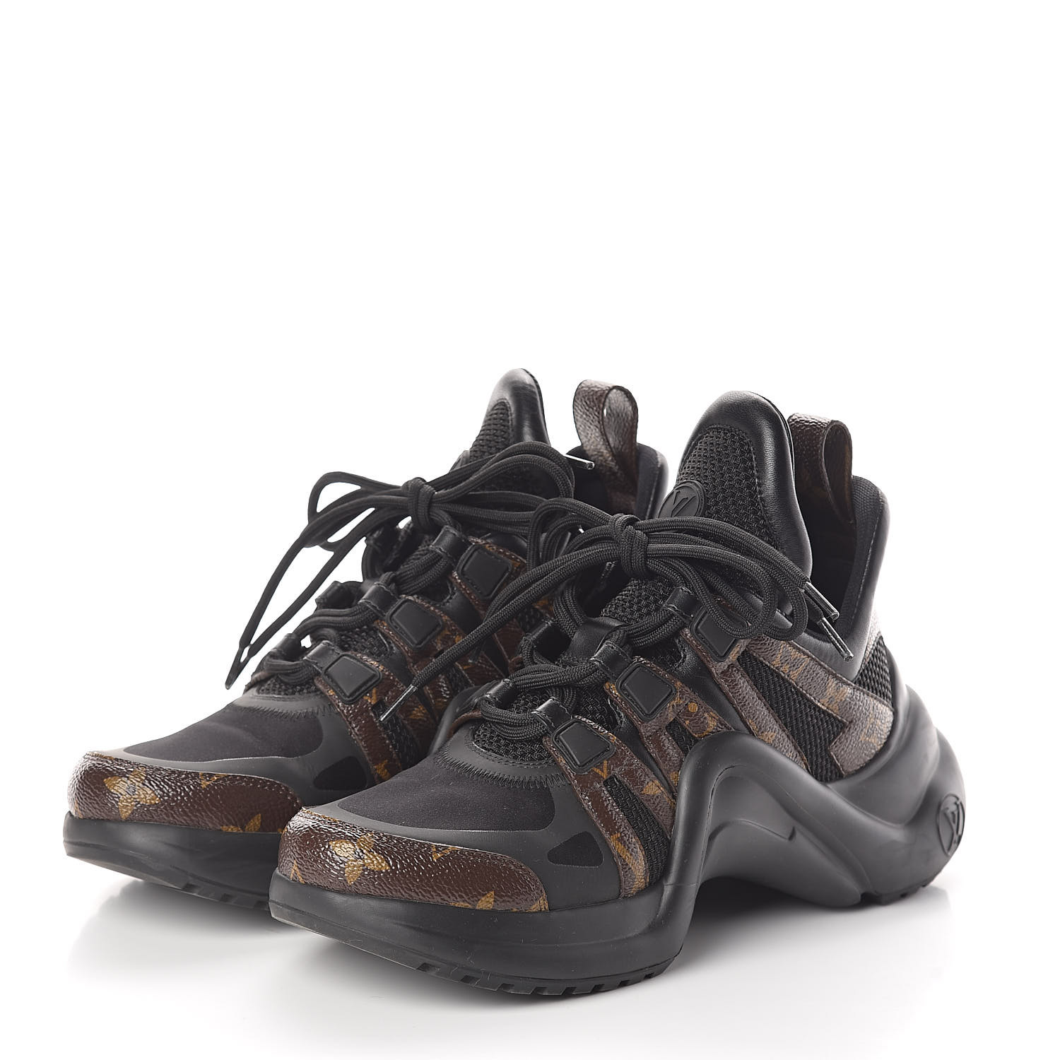 LOUIS VUITTON Patent Monogram LV Archlight Sneakers 37 Black 526854
