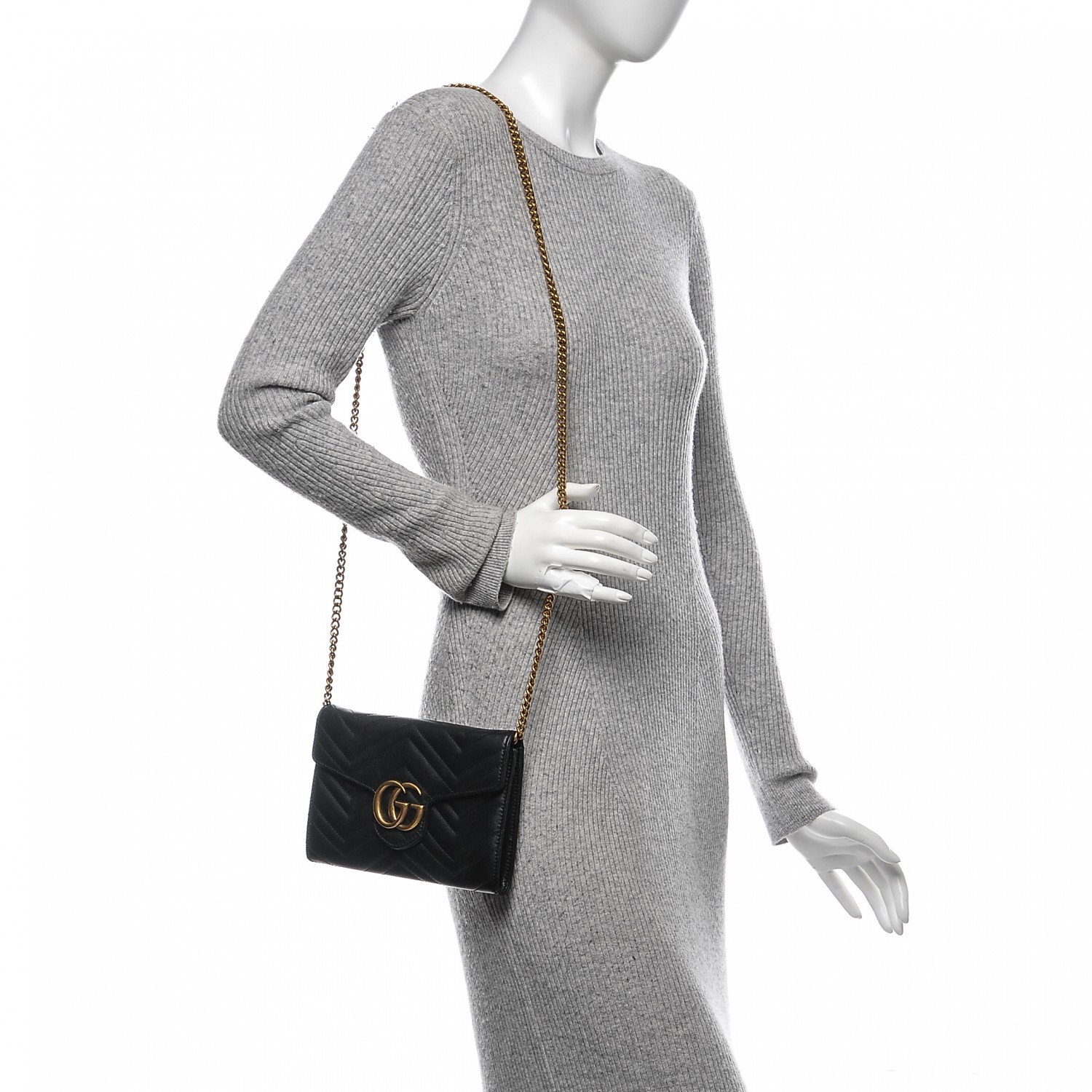 gucci calfskin matelasse mini gg marmont bag black