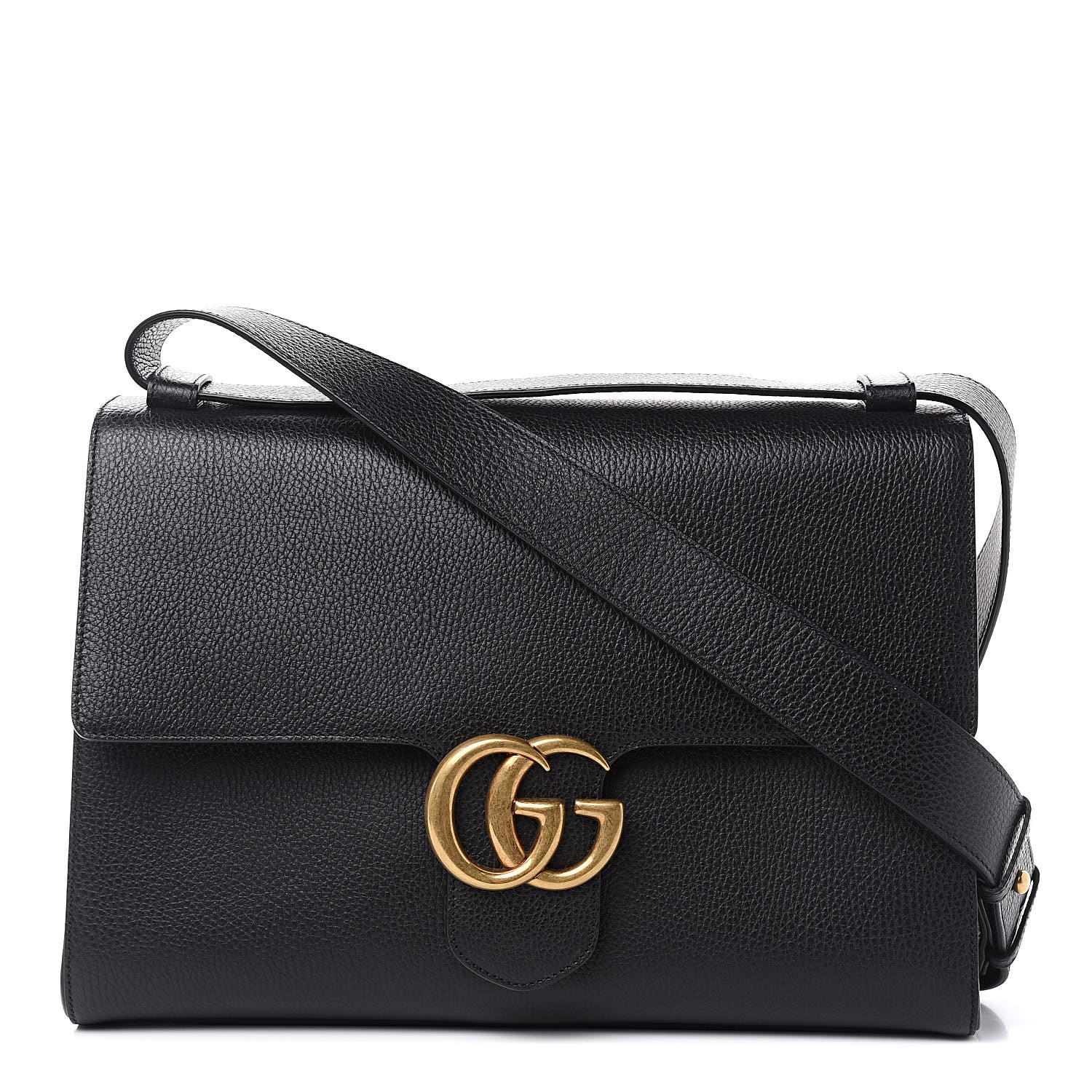 GUCCI Calfskin GG Marmont Messenger Bag Black 497943