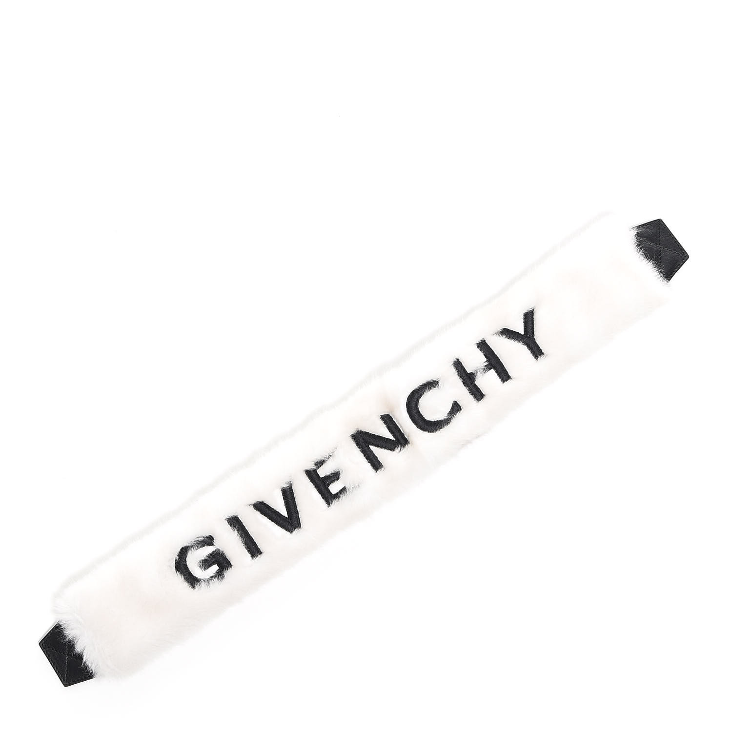 GIVENCHY Faux Fur Logo Bag Strap White 