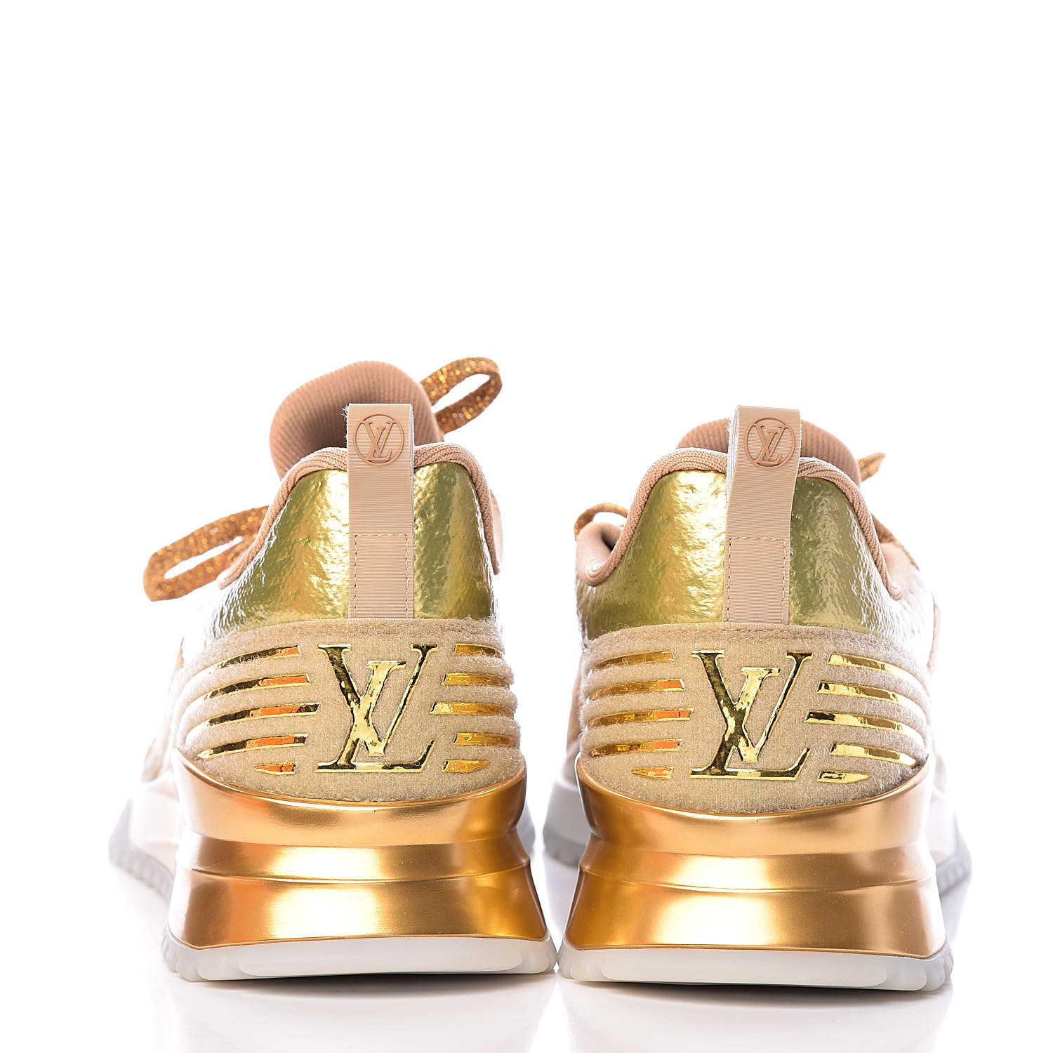 LOUIS VUITTON Knit Womens V.N.R Sneakers 9.5 Gold 501805