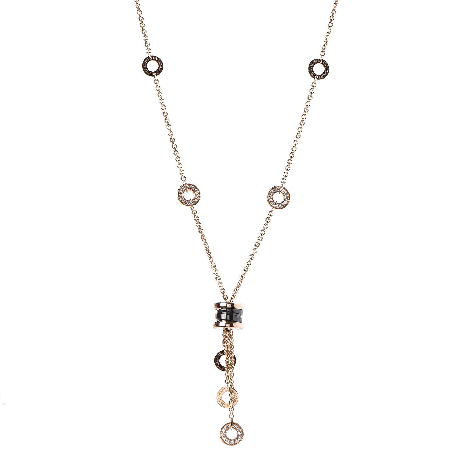 Bulgari 18k Rose Gold Black Ceramic Diamond B Zero1 Lavalier Necklace Fashionphile Bulgari 18k Rose Gold Black Ceramic Diamond B Zero1 Lavalier Necklace Fashionphile