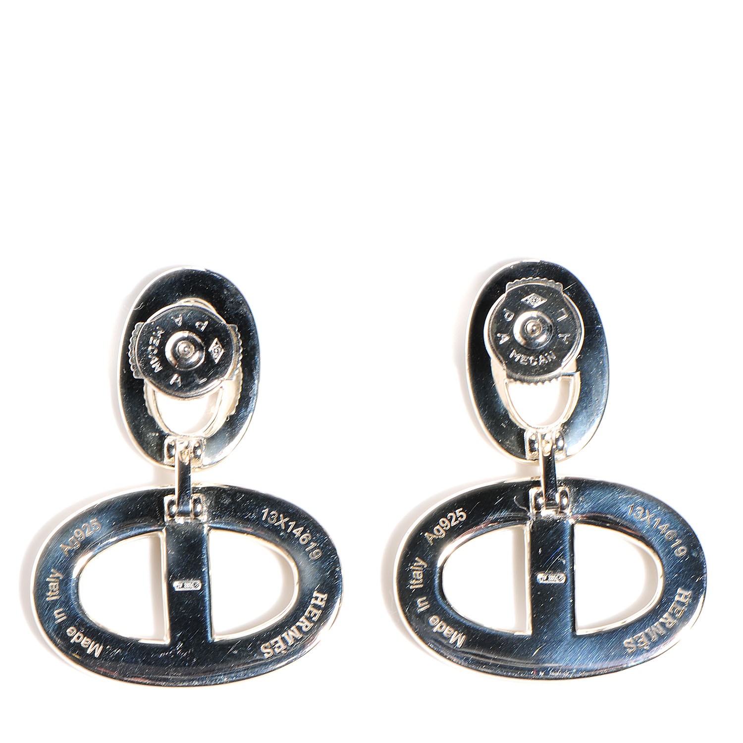 HERMES Sterling Silver Chaine D'Ancre 24 Earrings GM 96214