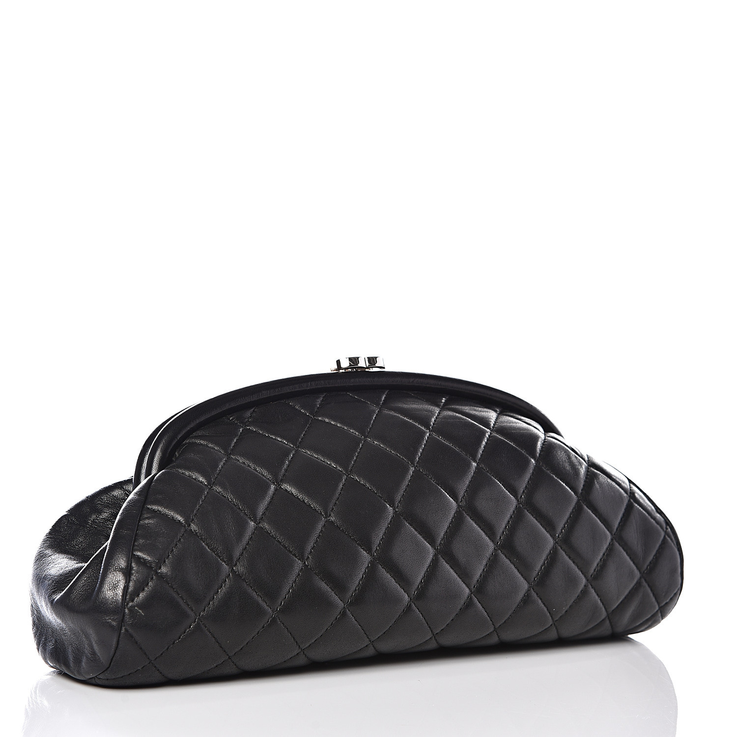 CHANEL Lambskin Quilted Timeless Clutch Black 547145