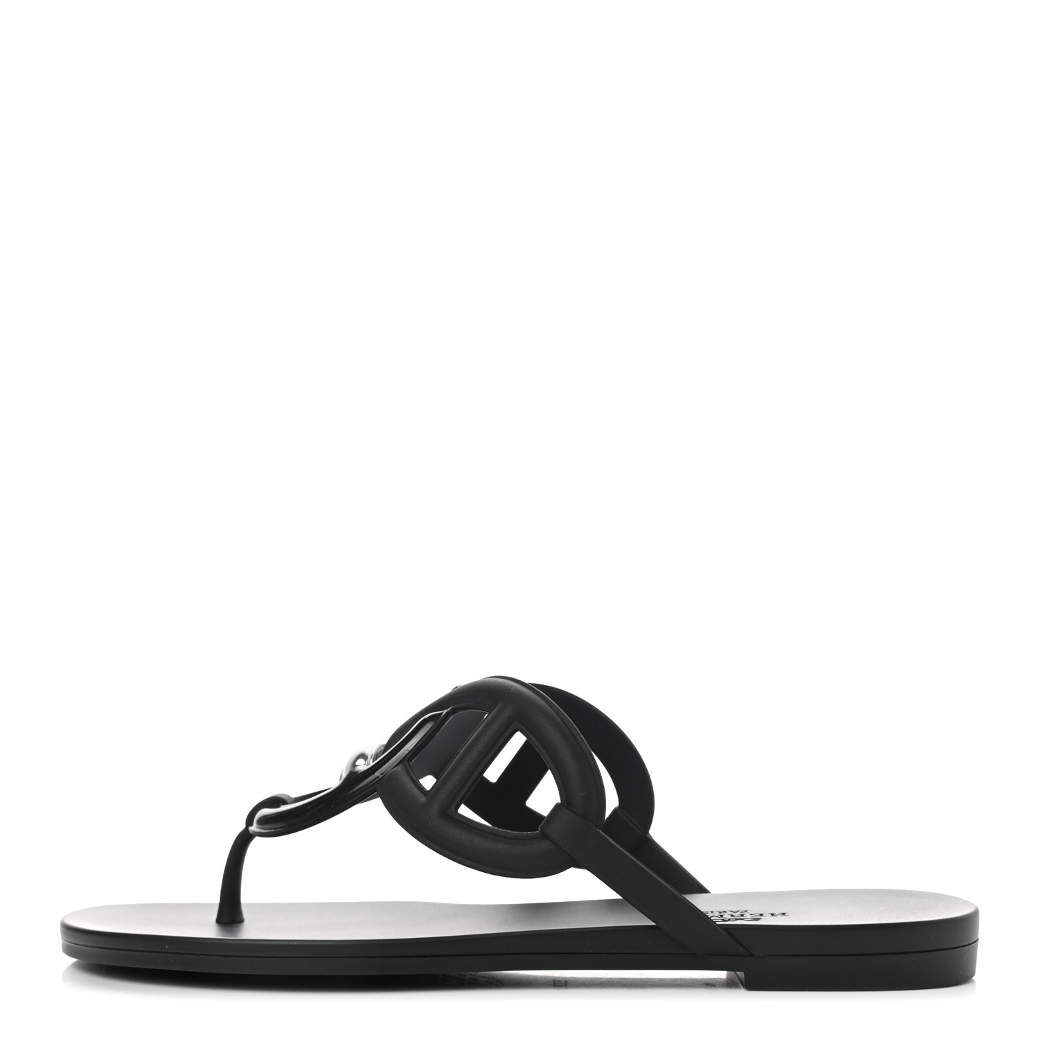 HERMES Rubber Womens Egerie Sandals 36 Black 931608 | FASHIONPHILE