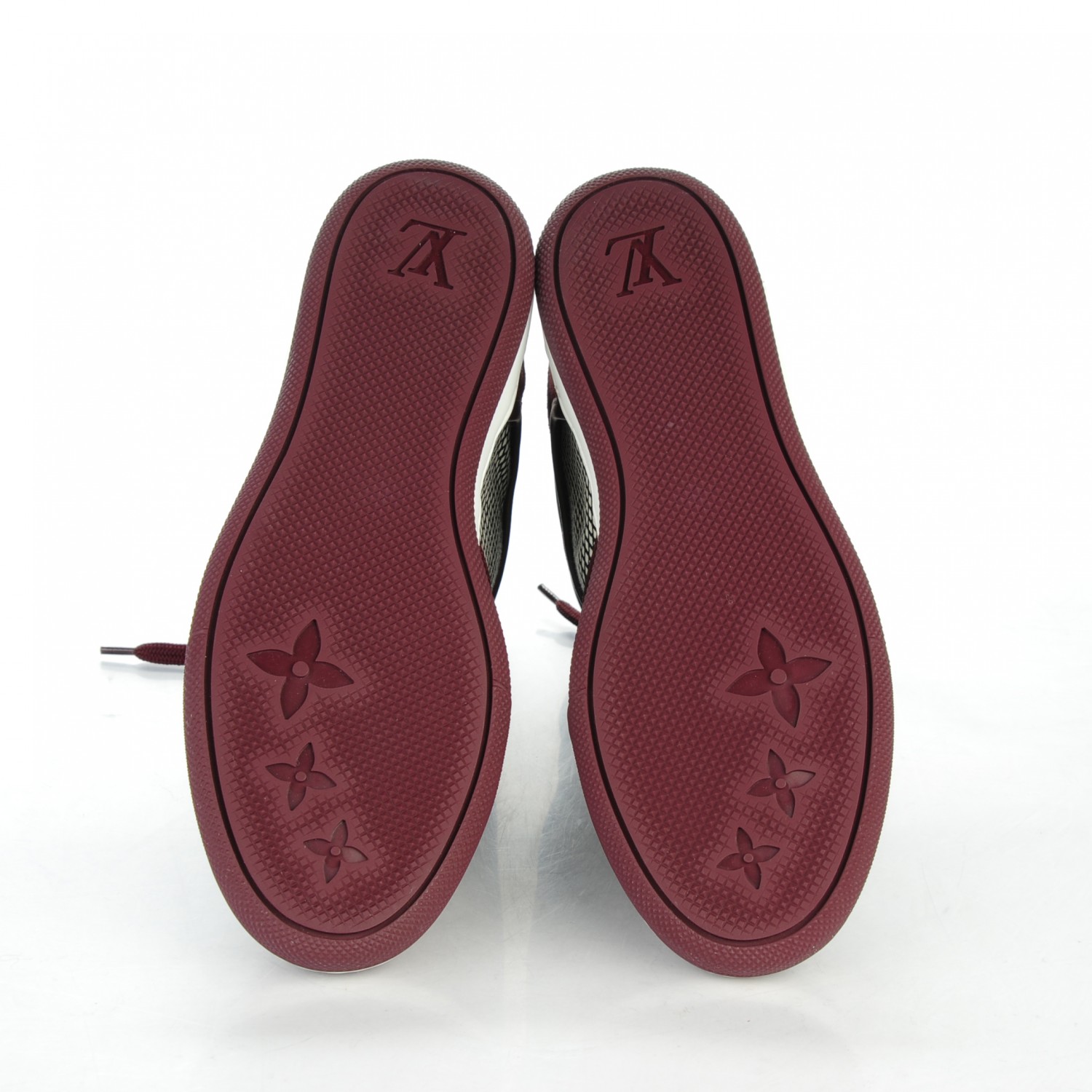 LOUIS VUITTON Suede Calfskin Patchwork Postmark Sneakers Boots 37.5 Bordeaux 153603