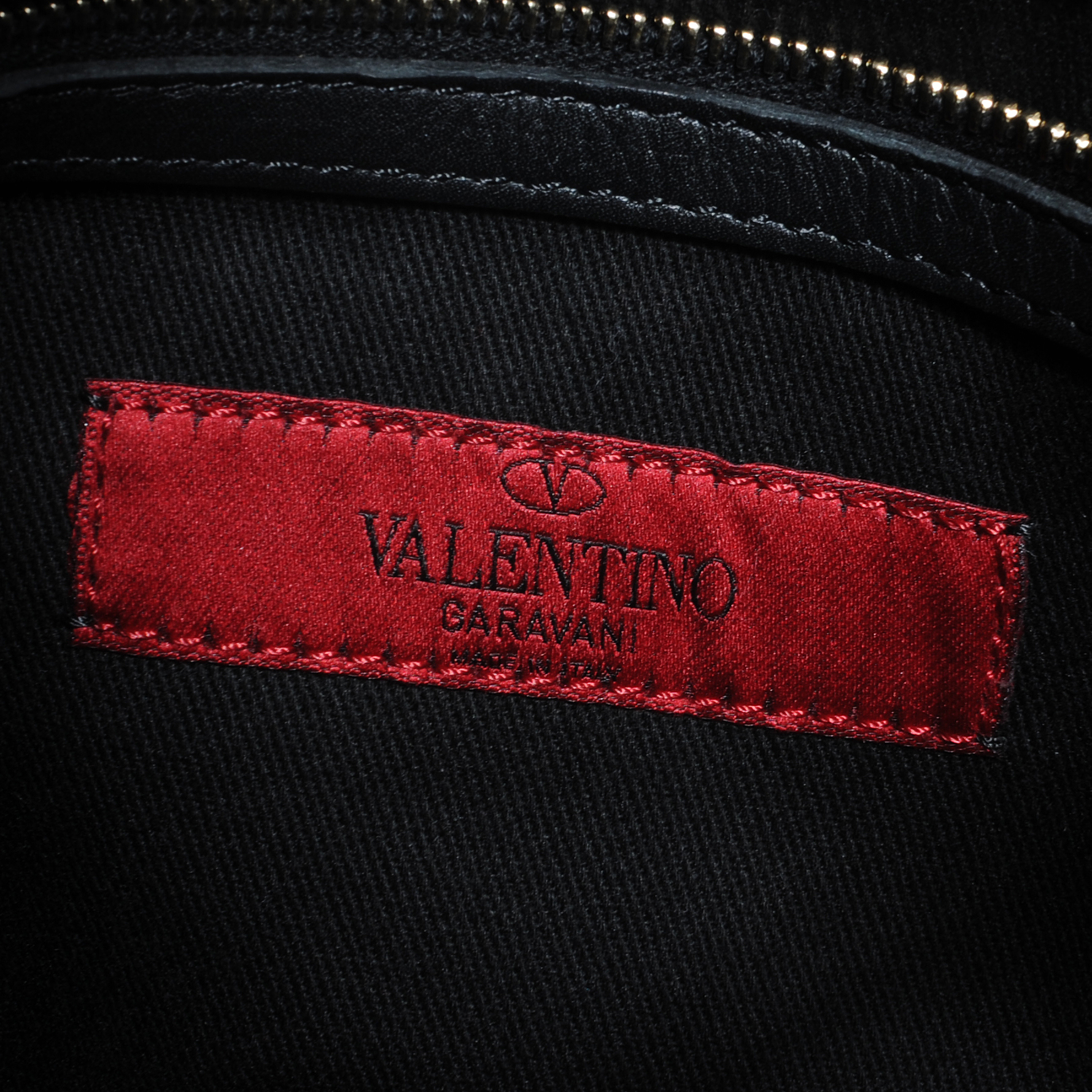 VALENTINO Leather Rockstud Shoulder Bag Black 42986
