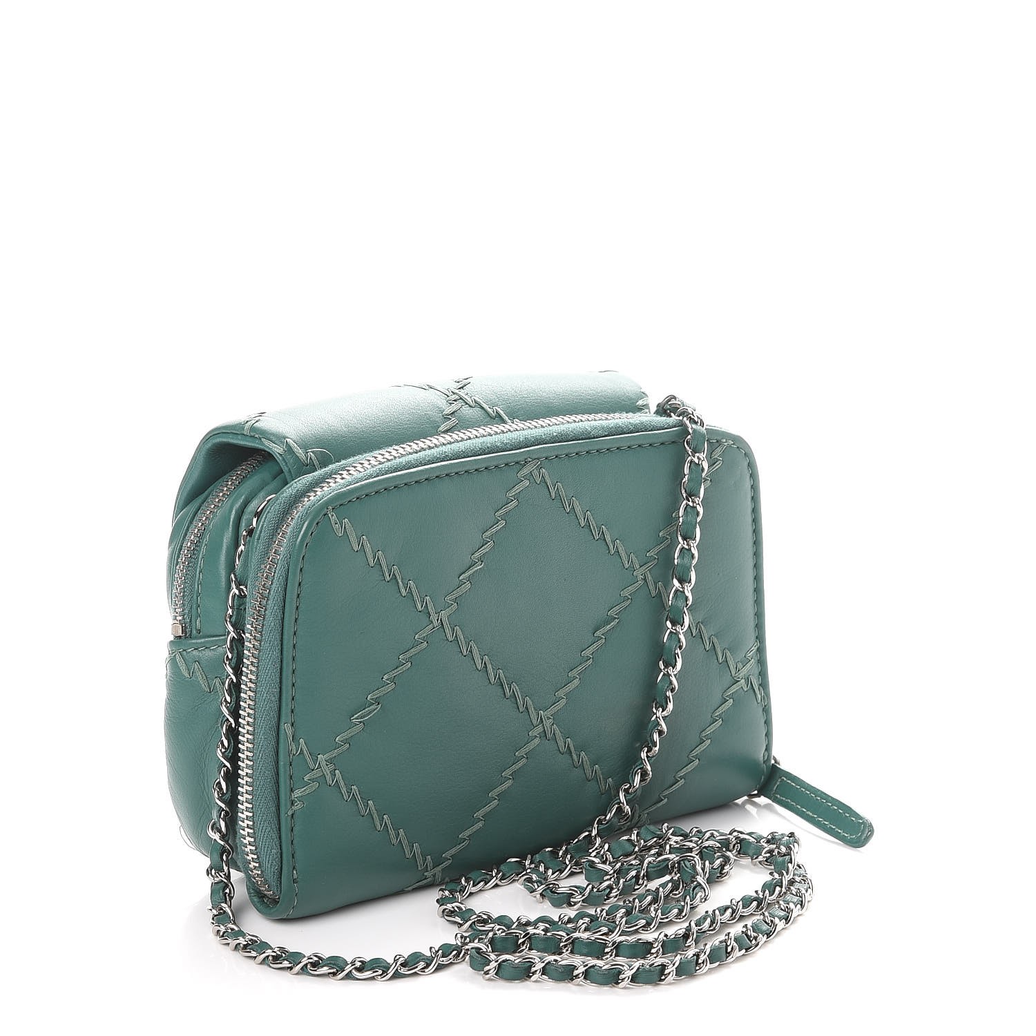 CHANEL Calfskin Ultimate Stitch Mini Flap WOC Bag Turquoise 254814