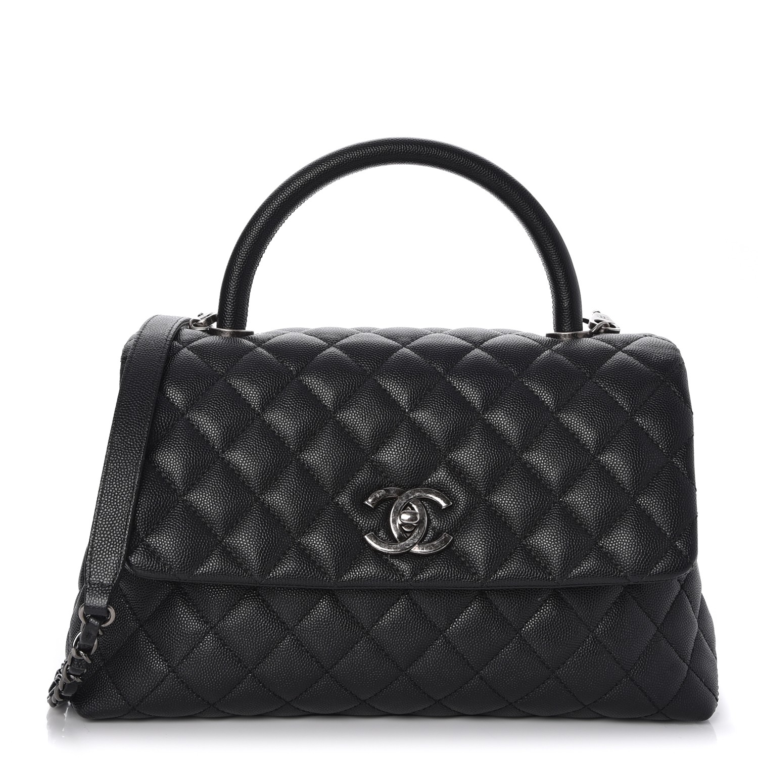 caviar quilted extra mini coco handle flap black