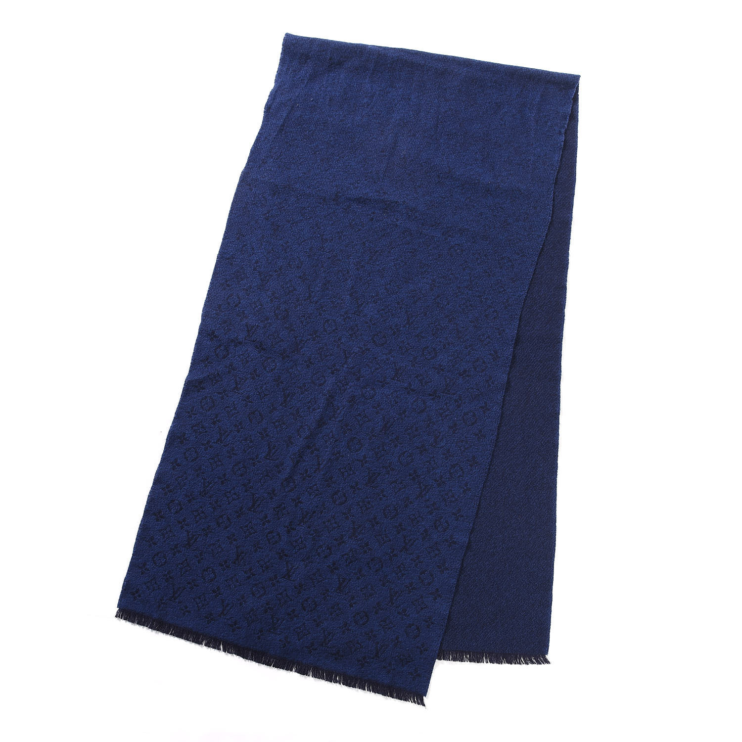 LOUIS VUITTON Wool Monogram Classic Scarf Navy Blue 508291