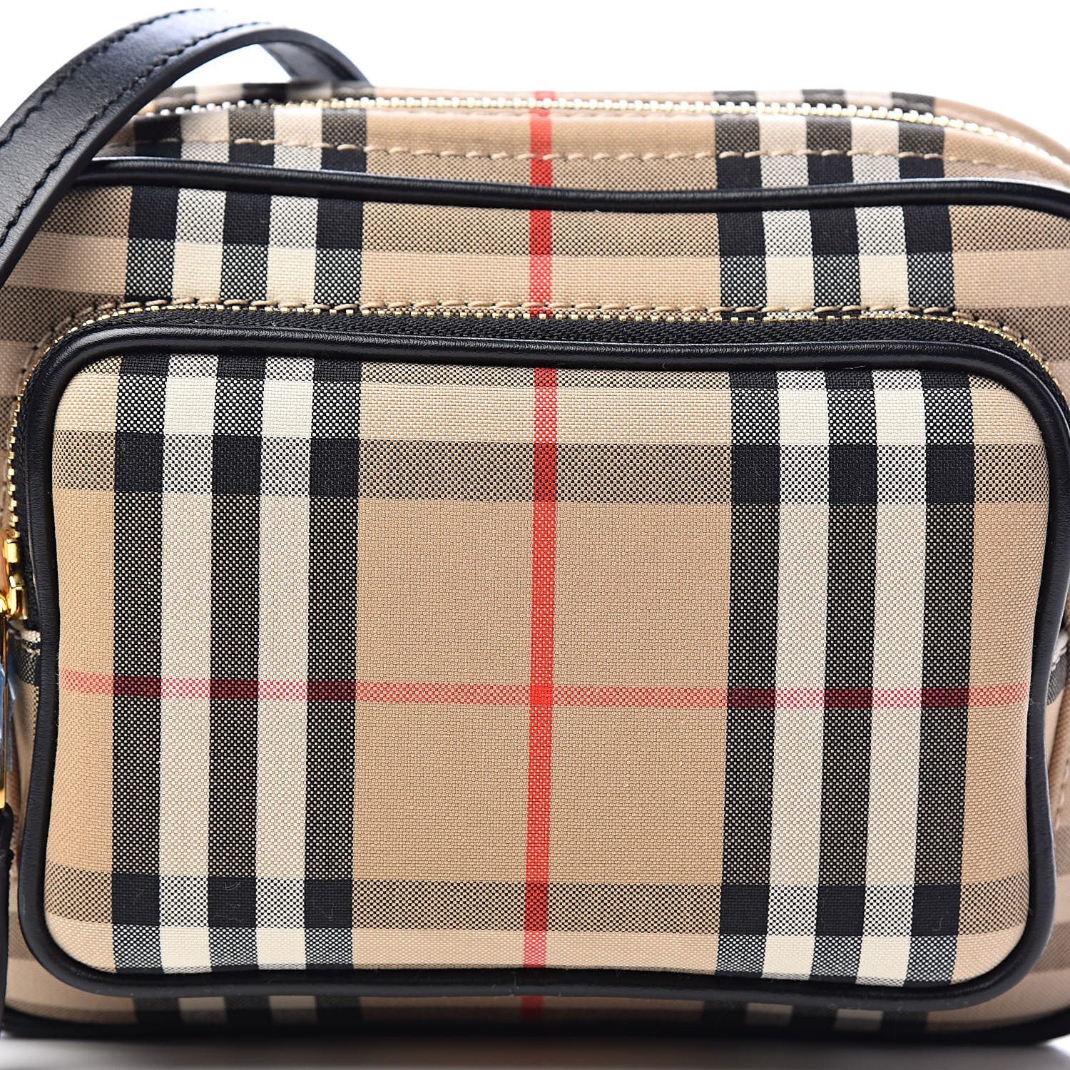 vintage check link crossbody camera bag