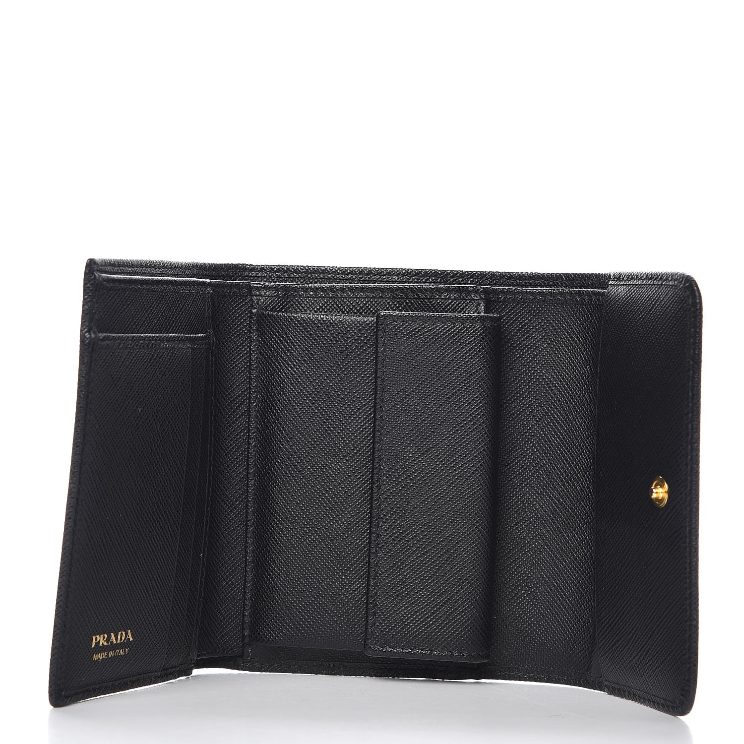 PRADA Saffiano Metal Tri-Fold Wallet Black 295262