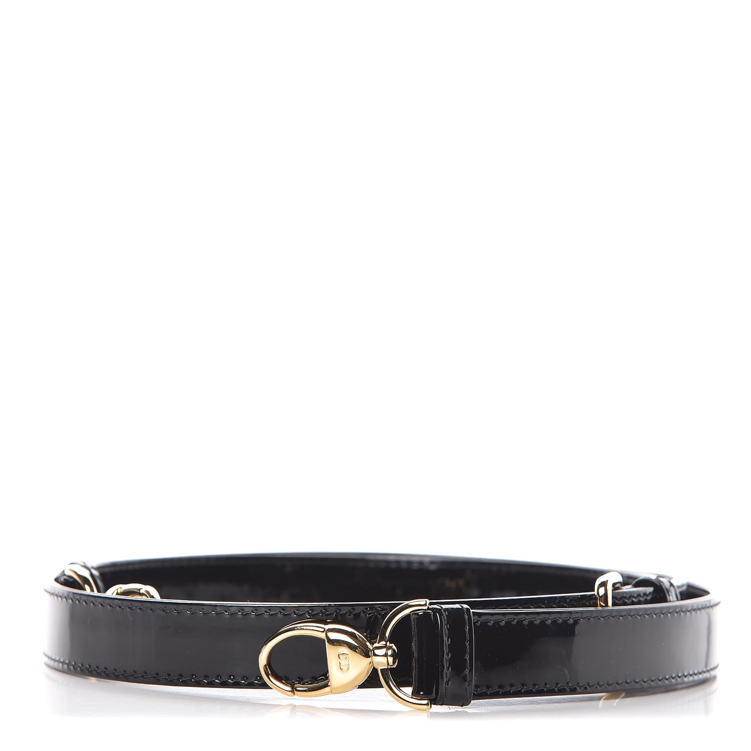 CHRISTIAN DIOR Patent Calfskin Lady Dior Strap Black 339184 | FASHIONPHILE