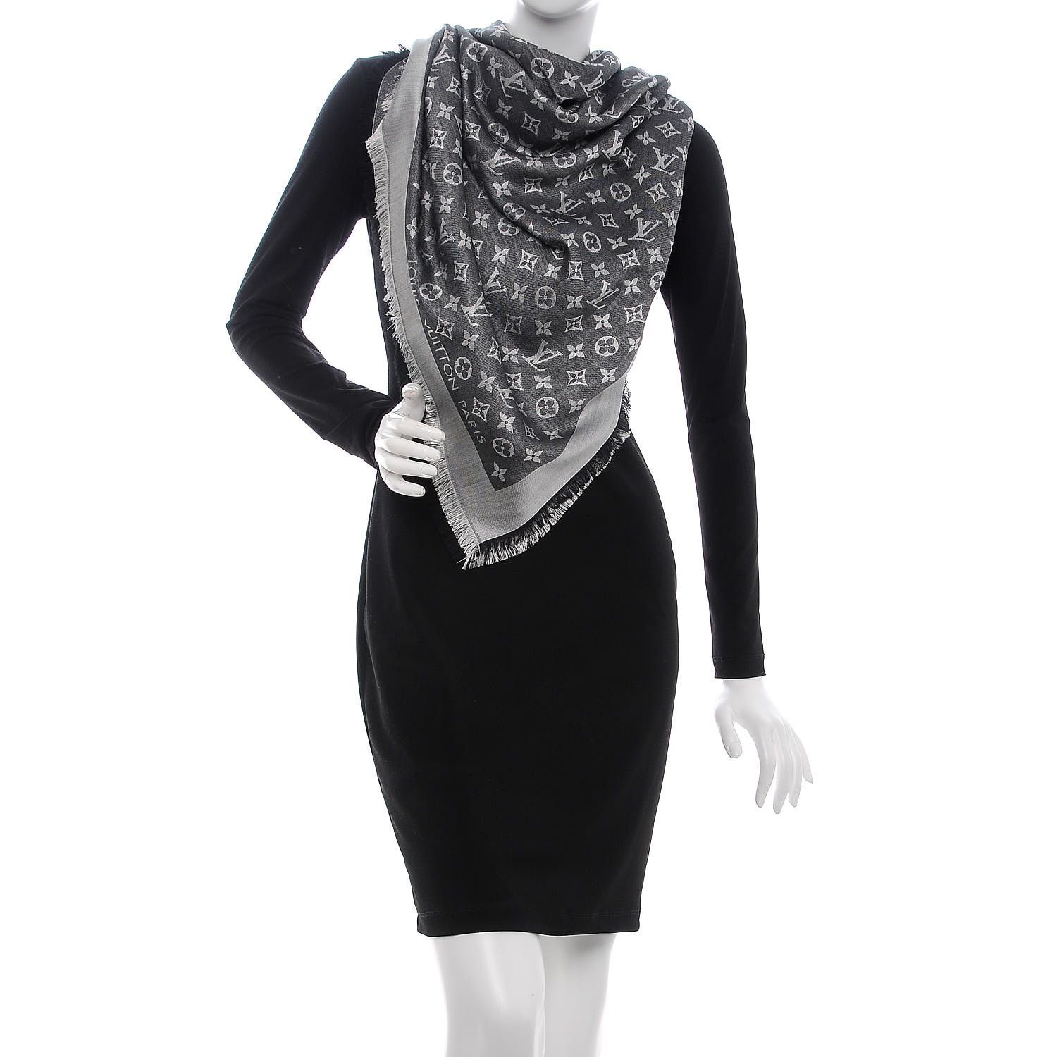 Louis Vuitton monogram Black Denim Tone on tone shawl weaved jacquard  M71378 Silk ref.170151 - Joli Closet