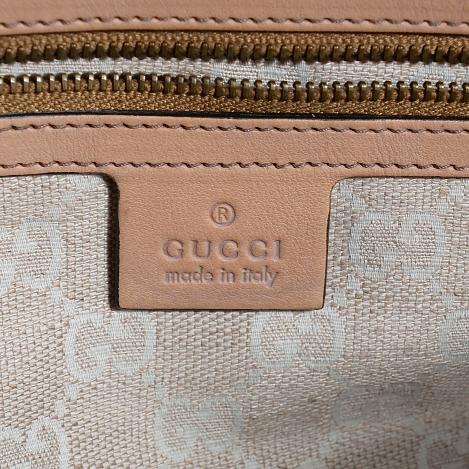 GUCCI Leather Web Medium Rania Top Handle Bag Khaki 102914