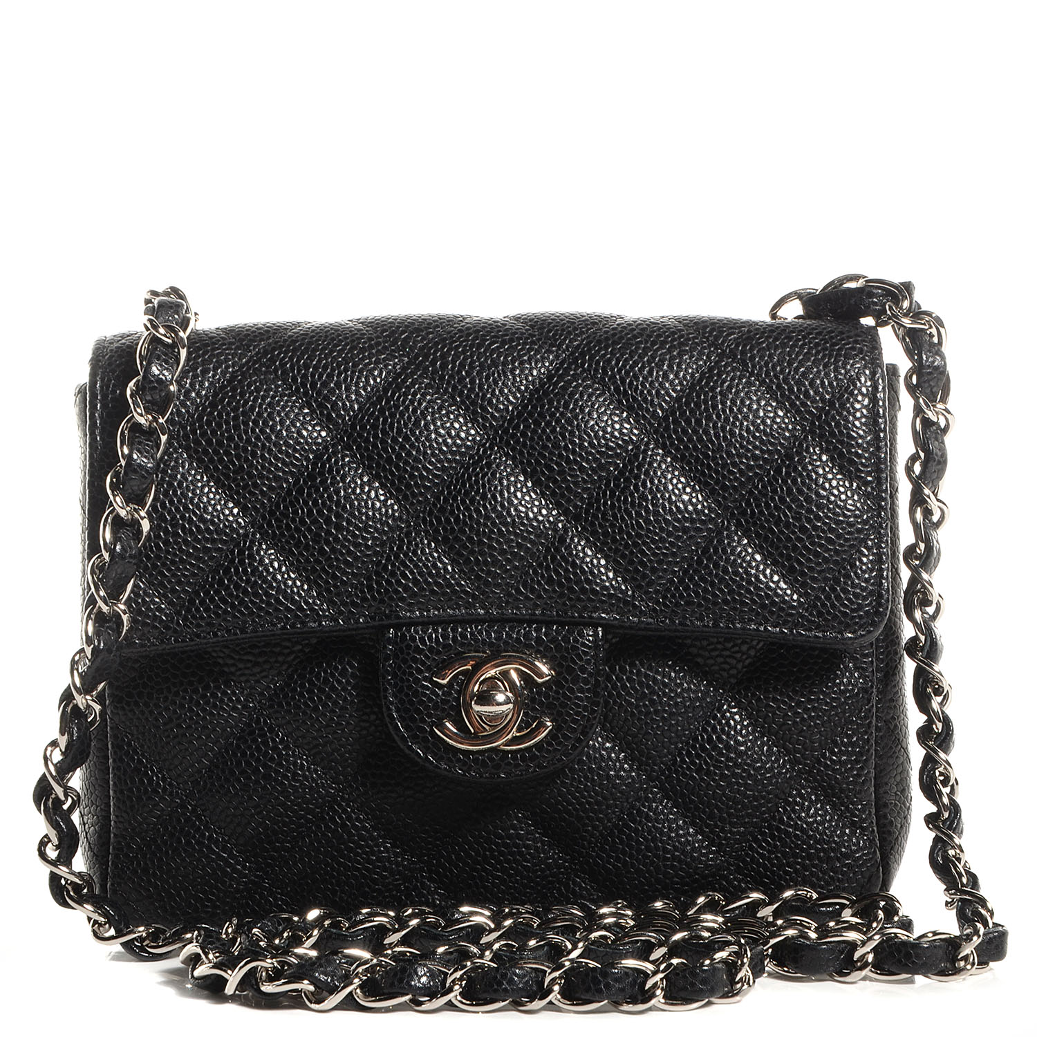CHANEL Caviar Quilted Mini Square Flap Bag Black 81823