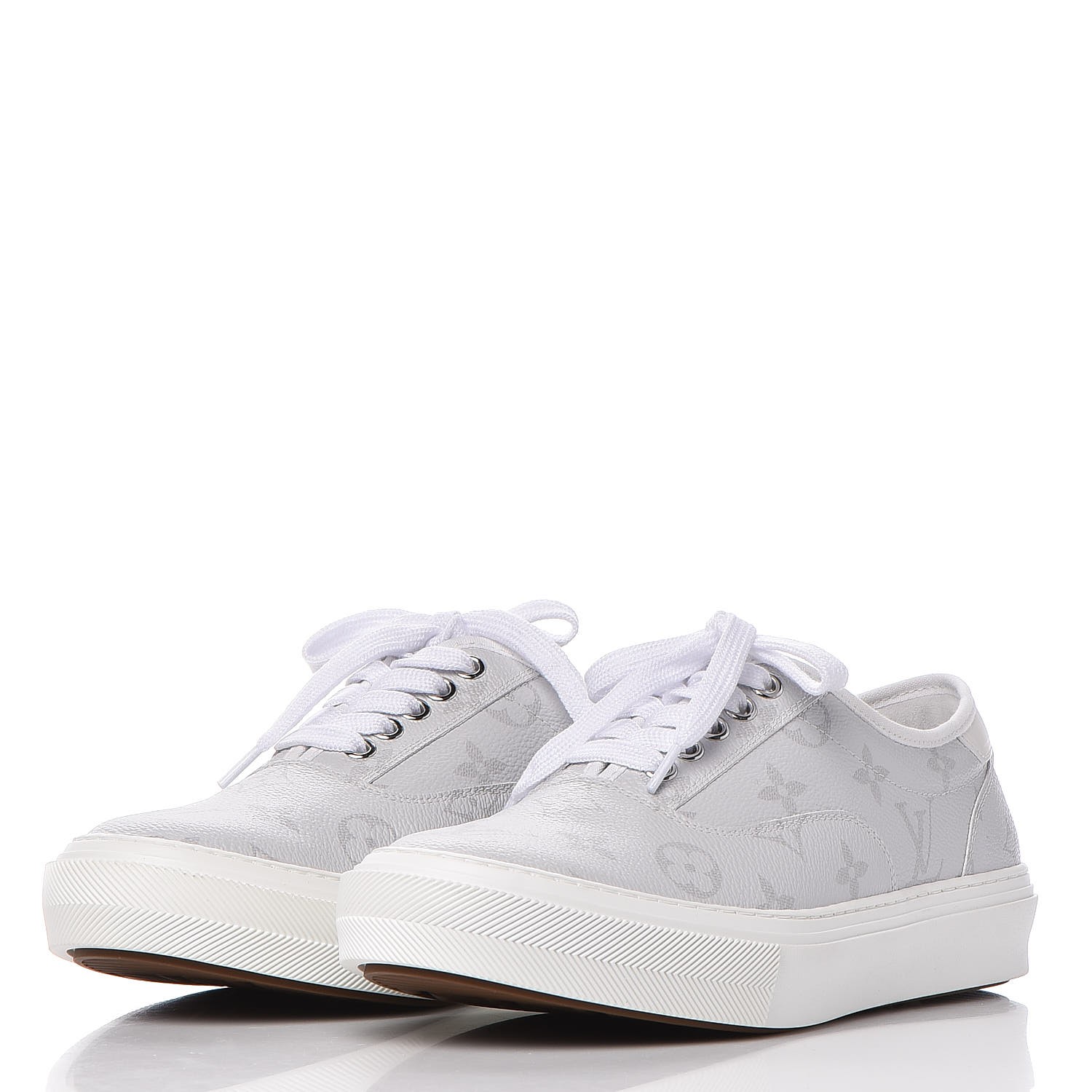 louis vuitton white trocadero sneakers LOUIS VUITTON Monogram Trocadero Sneakers 5 White 316327