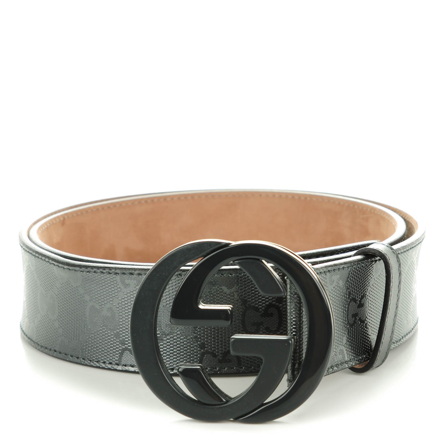 GUCCI Imprime Monogram Interlocking G Belt 90 36 Black 145272