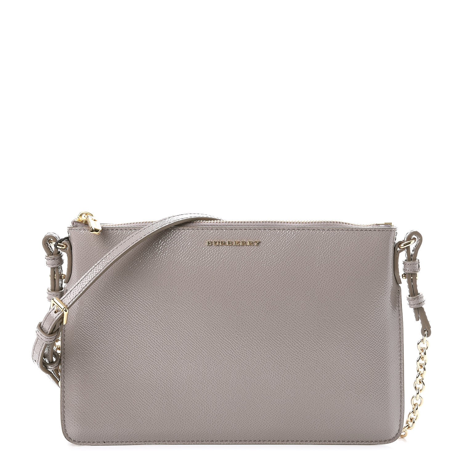 light grey patent clutch bag
