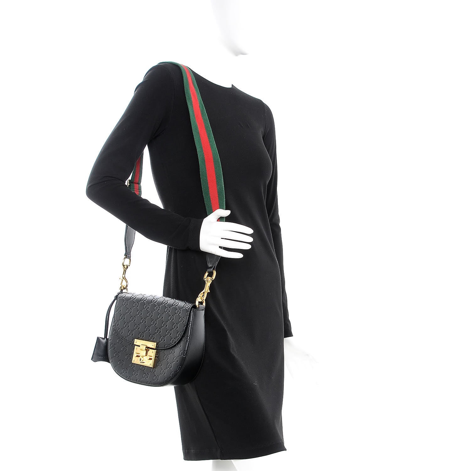 GUCCI Guccissima Medium Padlock Shoulder Bag Black 264603